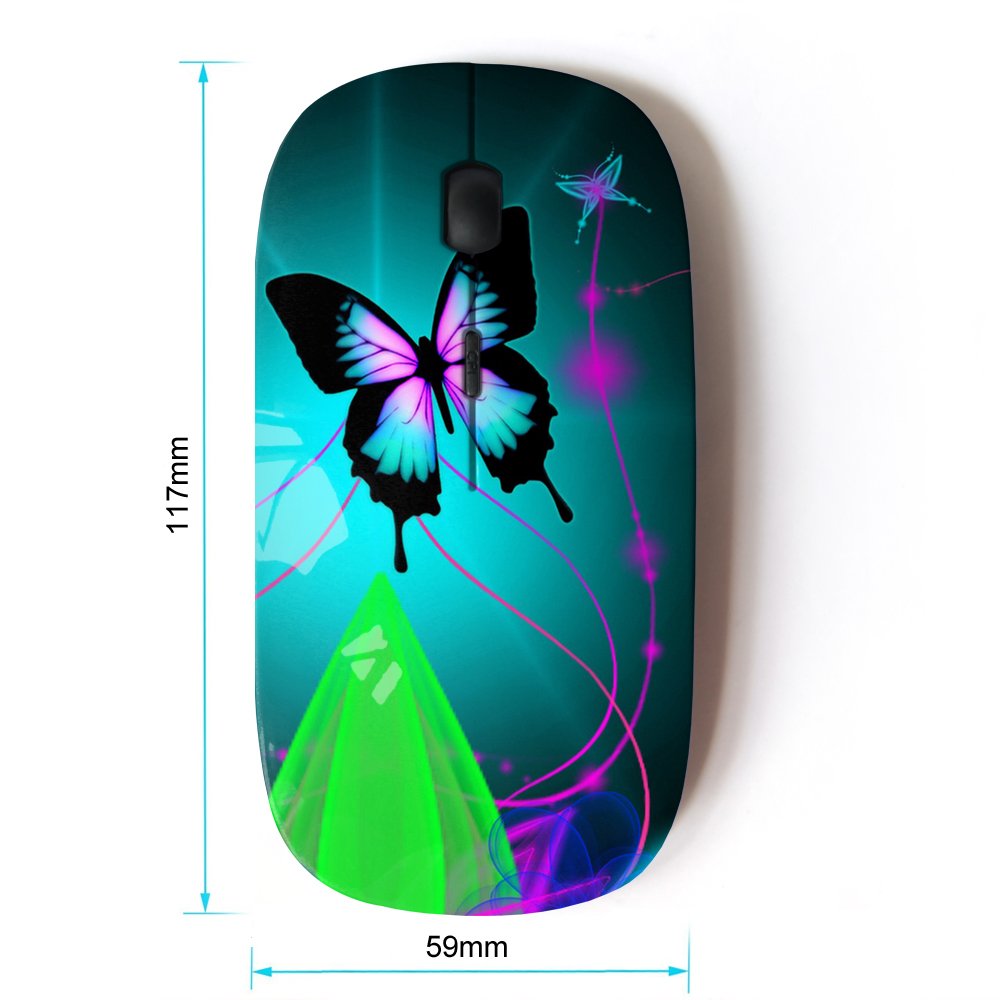 Koolmouse [ Optical 2.4G Wireless Mouse [ Iridescent Blue Green Purple Butterfly ]