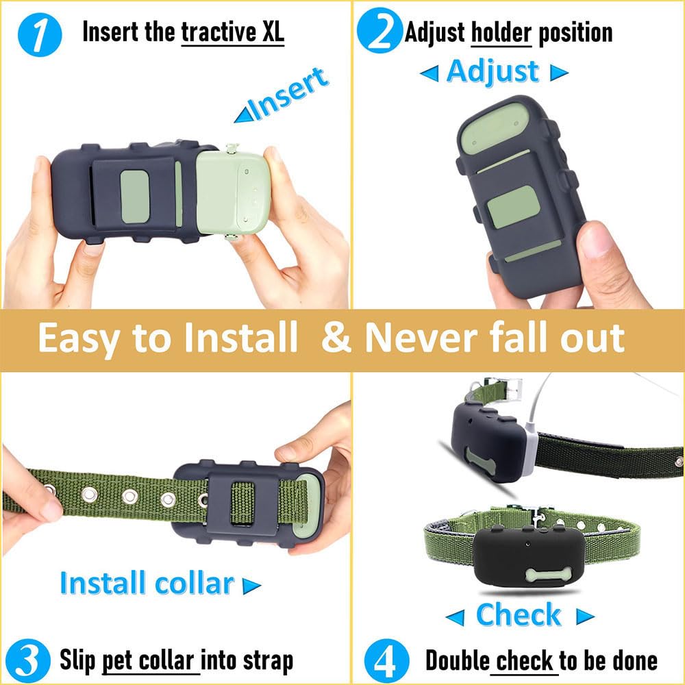 2 Pack Silicone Holder Compatible For Tractive Xl Gps Tracker,Durable Accessories Cover Finder Anti Scratch,Secure Sturdy Case With Strap For Dog Pet Collar (Black,Green)