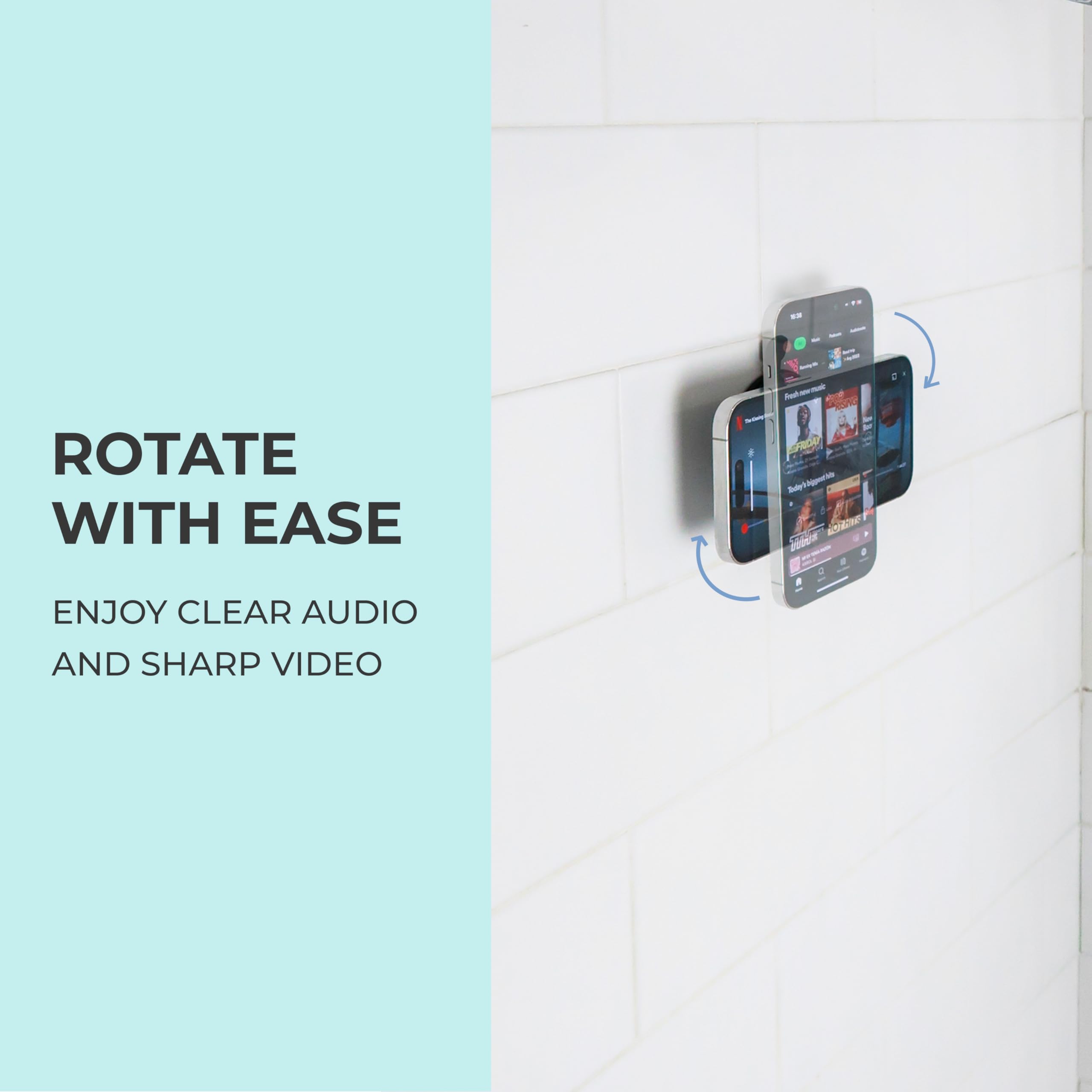 Hula+ Magsafe Phone Holder Portable Mount, Reusable Stand For Shower, Mirror, Kitchen, Window, & Bathroom Compatible With Magsaf