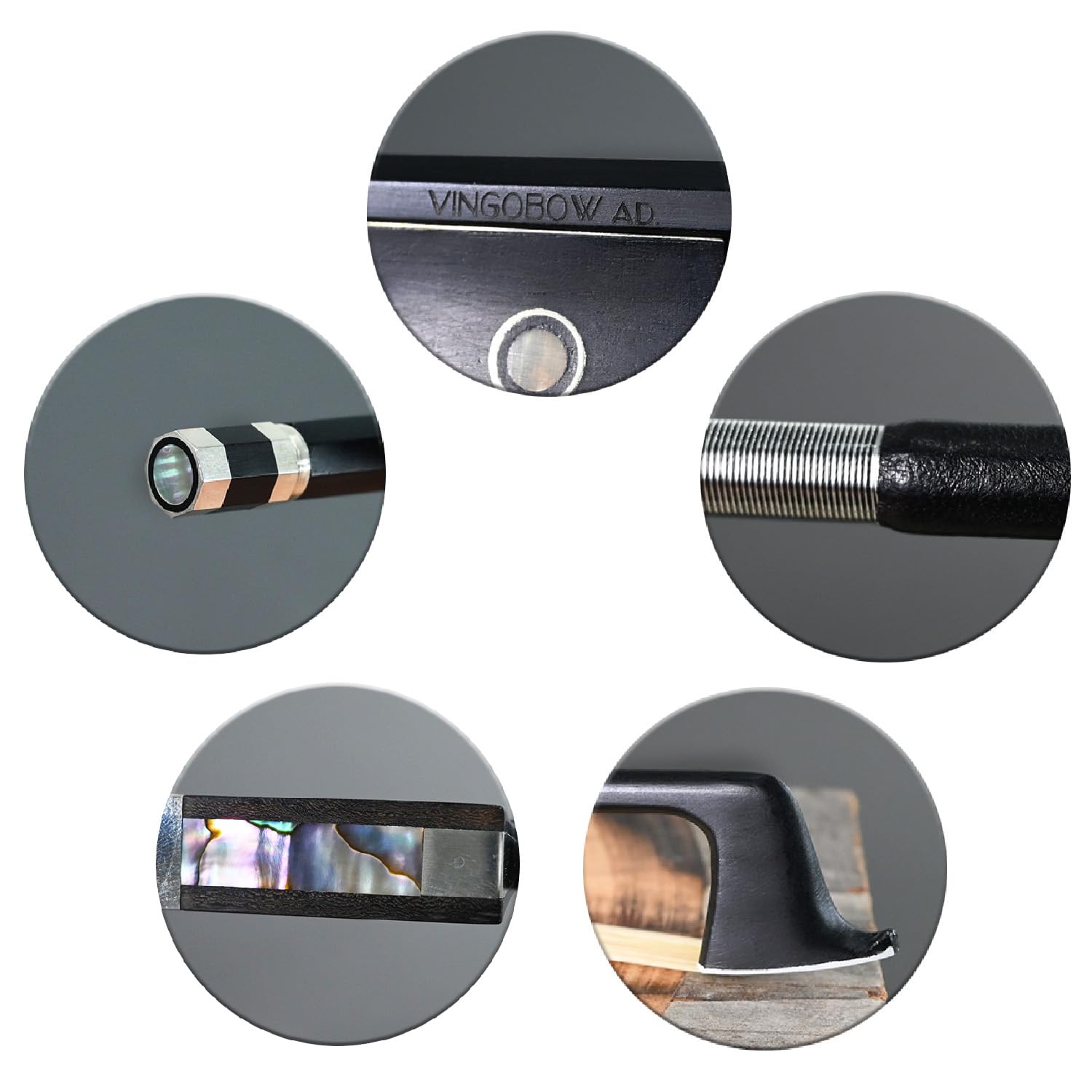 Carbon Fiber Violin Bow Half 1/2 Size Vingobow 100V Advanced Level 62Cm Parisian Eyes Ebony Frog Real Mongolian White Horse Hair