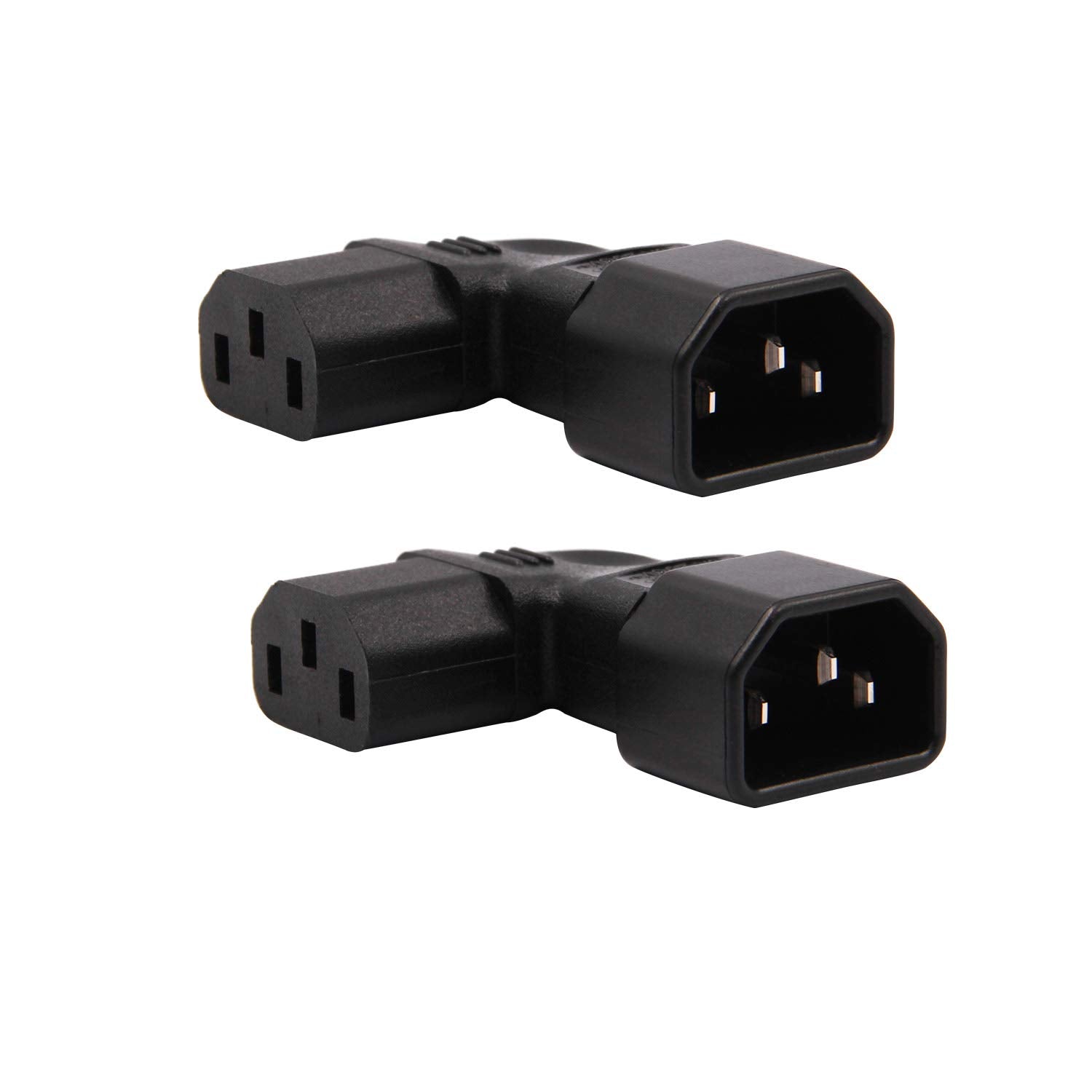 2 Pack Left Angle Iec C14 To C13 Power Adapter Pdu Plug For Lcd Wall Mount Tv