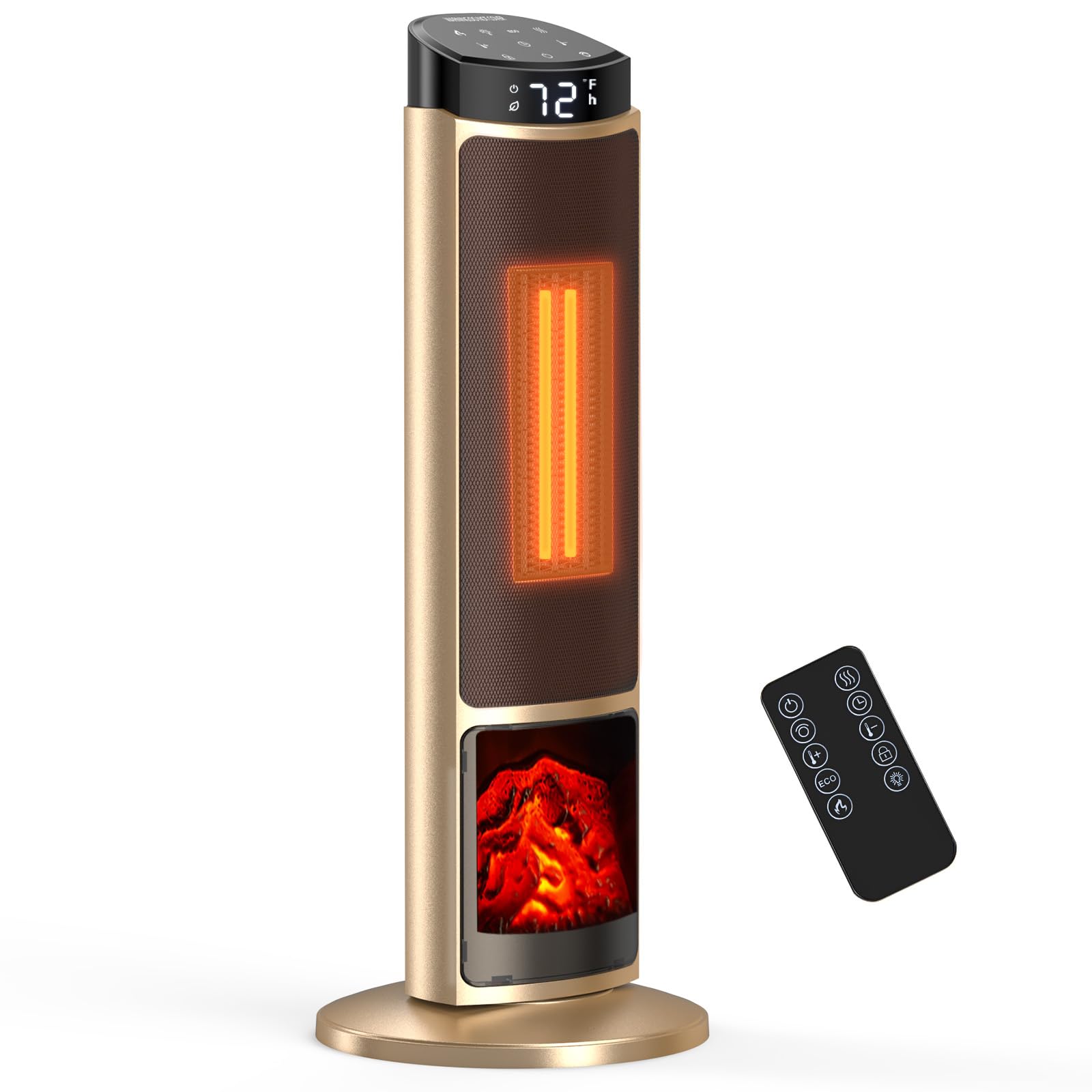 Sweetcrispy Space Heater for Indoor Use, 23Inch Portable Heater with Remote and Thermostat,7 Light Modes, 70Oscillation, 12H Tim