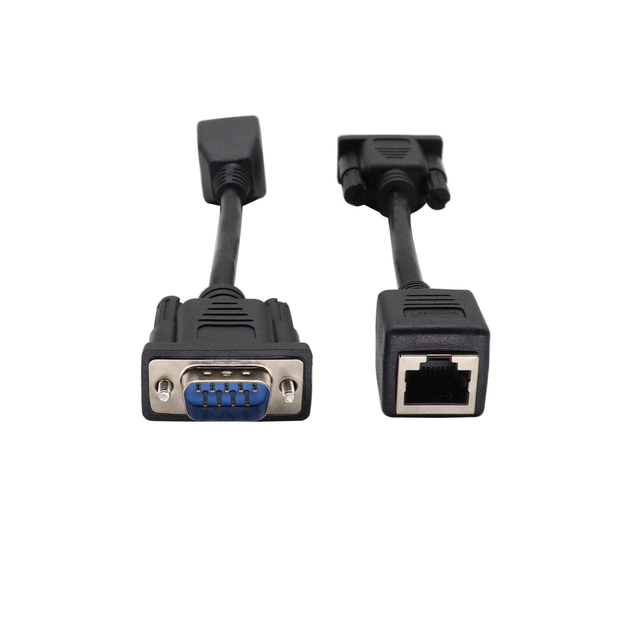 Zuyook Db9 Rs232 To Rj45 Extender Adapter, Db9 9 Pin Serial Port Male To Rj45 Cable Cat5 Cat6 Ethernet Lan Console Extend Adapte
