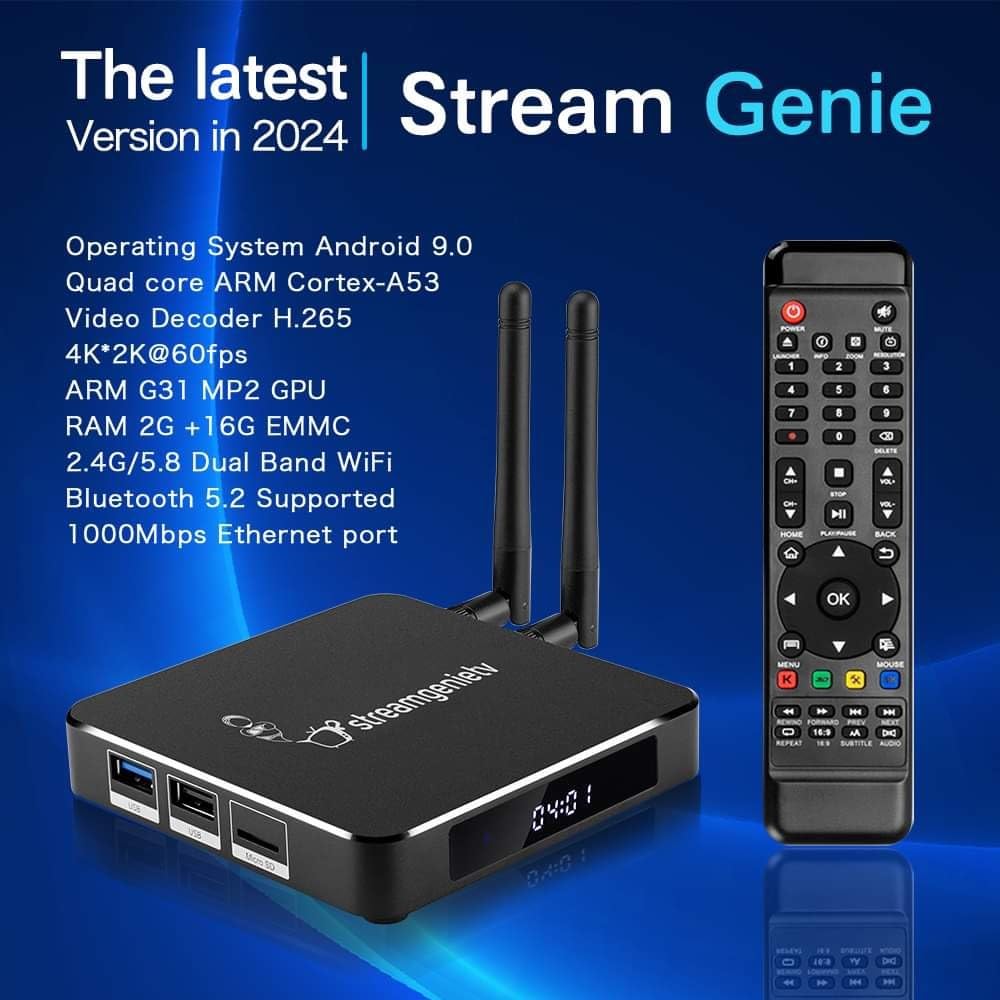 Streamgenie 2.0 Tv Stream Box By Freestream, With Dual Wifi Antenna And Remote, With New Streamgenie 2.0 Software
