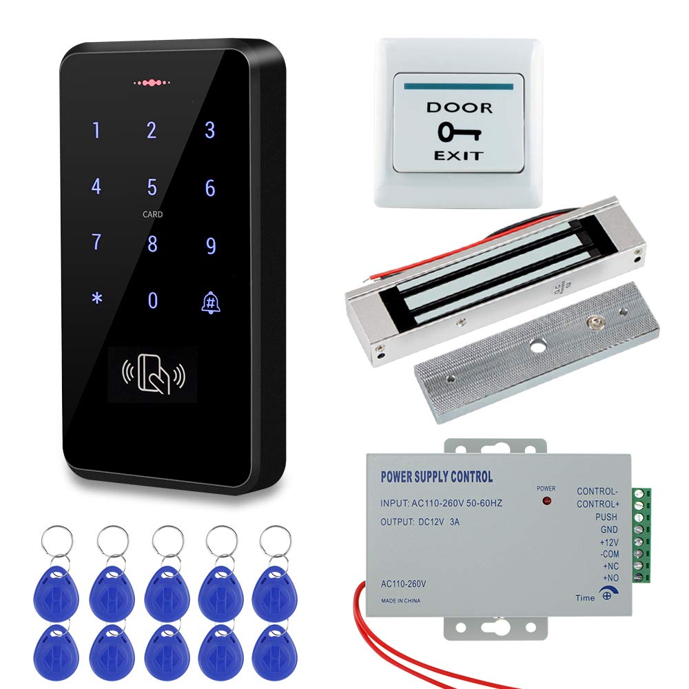 Hfeng Ip68 Waterproof Outdoor Door Access Control System Kit Rfid Access Control Keypad Touch Panel + 180Kg/350Lbs Electric Magn