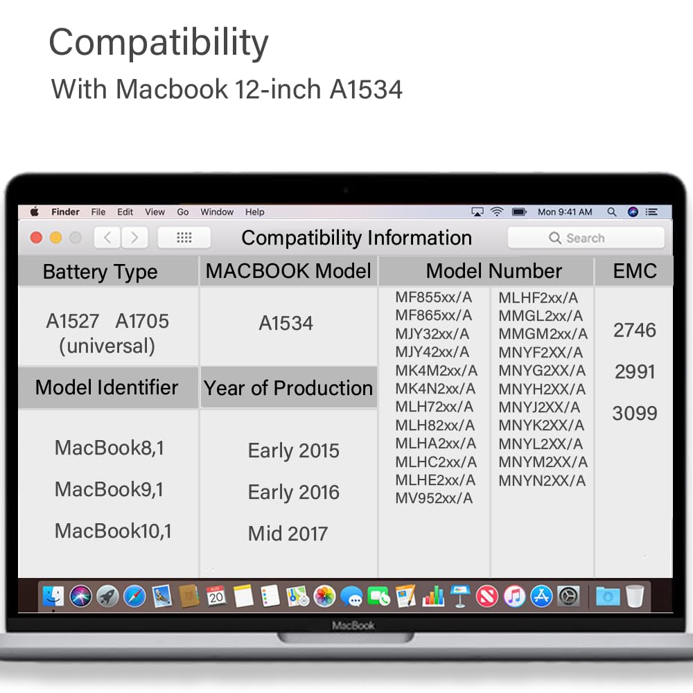 Xinglt A1534 A1705 Battery, A1527 A1705 Replacement Battery Compatible With Macbook 12 Inch Retina Laptop A1534 A1705(Early 2015