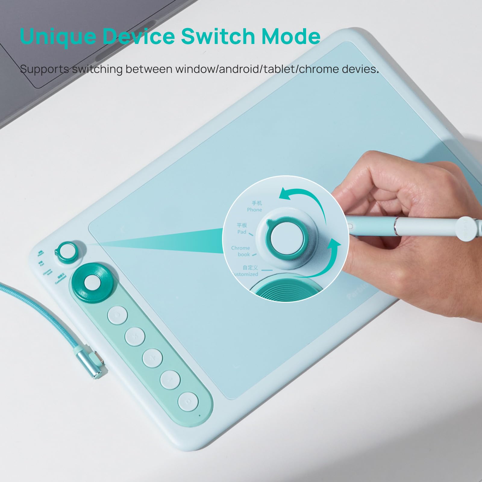 Parblo Intangbo X7 Drawing Tablet 7.2X4.5 Inch Graphics Tablets,Digital Drawing Tablet With Mode Switch,6 Customized Keys,Batter