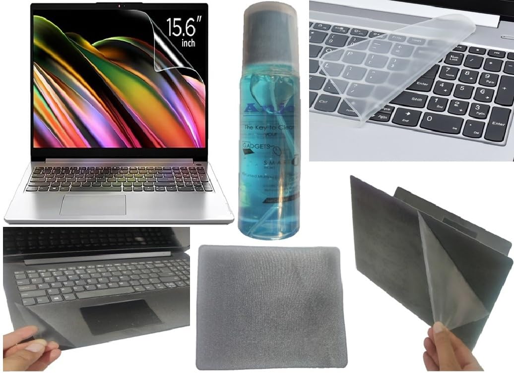 Anjo 6 in 1 Combo of 15.6 Inch & 16:9 Display Aspect Ratios Laptop Screen Protector, KeySkin, Body Lamination Trackpad & Lid (Tr