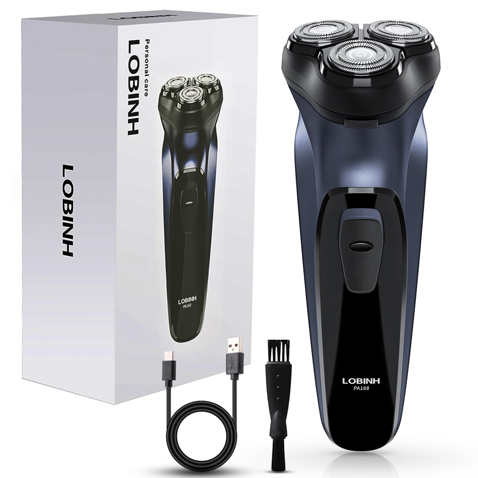 LOBINH Electric Razor for Men, Rechargeable Electric Rotary Shaver, Washable Shaving Head, USB Type-C 1.5 Hour Fast USB Charging