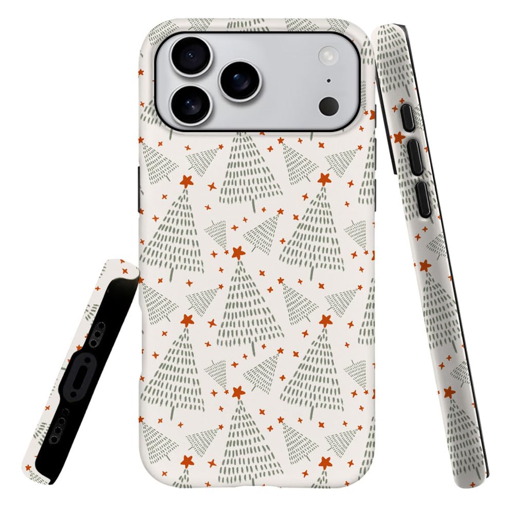 Case Compatible with iPhone 17 Pro Max,Hybrid 2-Layer Hard Shell,Shockproof Soft for Girl Women,Christmas Tree Dot Star