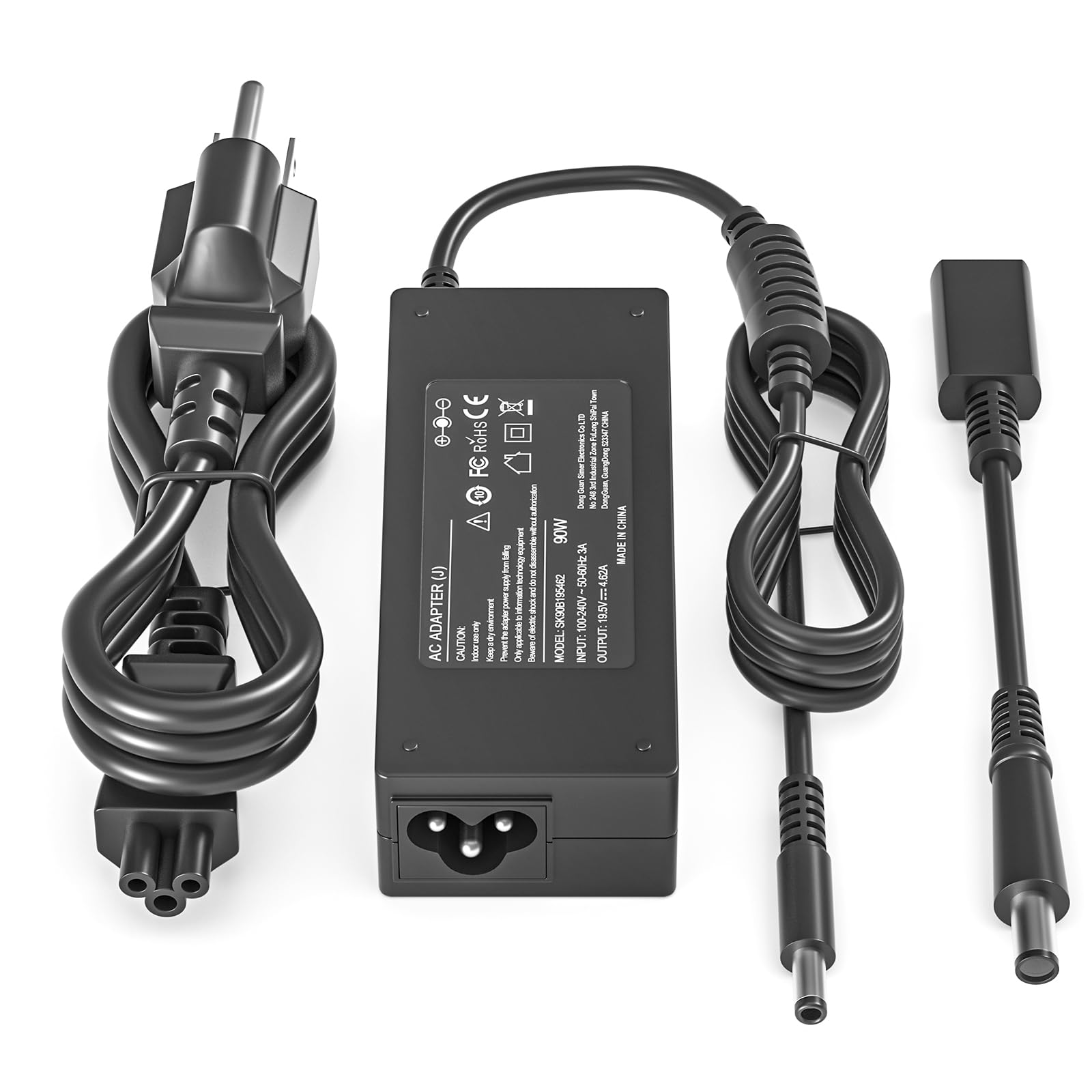 Charger For Dell Laptop 90W 65W 45W Dell Latitude/Vostro/Xps 13 14 15, Optiplex Micro Desktop, Studio/Studio Xps Notebook Pc Aio Desktop Power Cord With Round Connectors 4.5Mm And 7.4Mm 2Tips Size