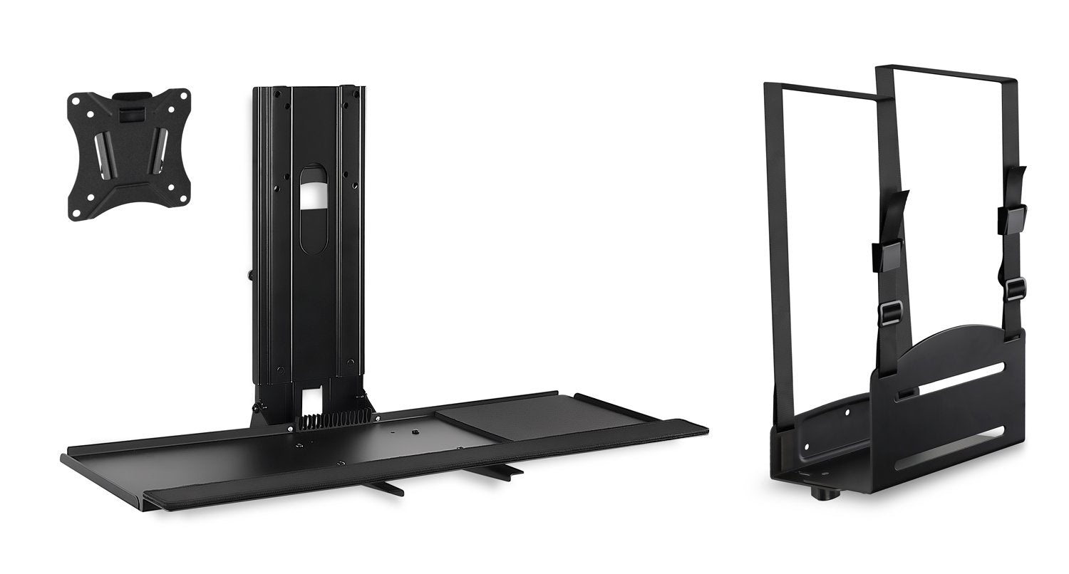 Mount It! Monitor And Keyboard Wall Mount With Cpu Holder, Height Adjustable Standing Vesa Keyboard Tray, 25 Inch Wide Platform