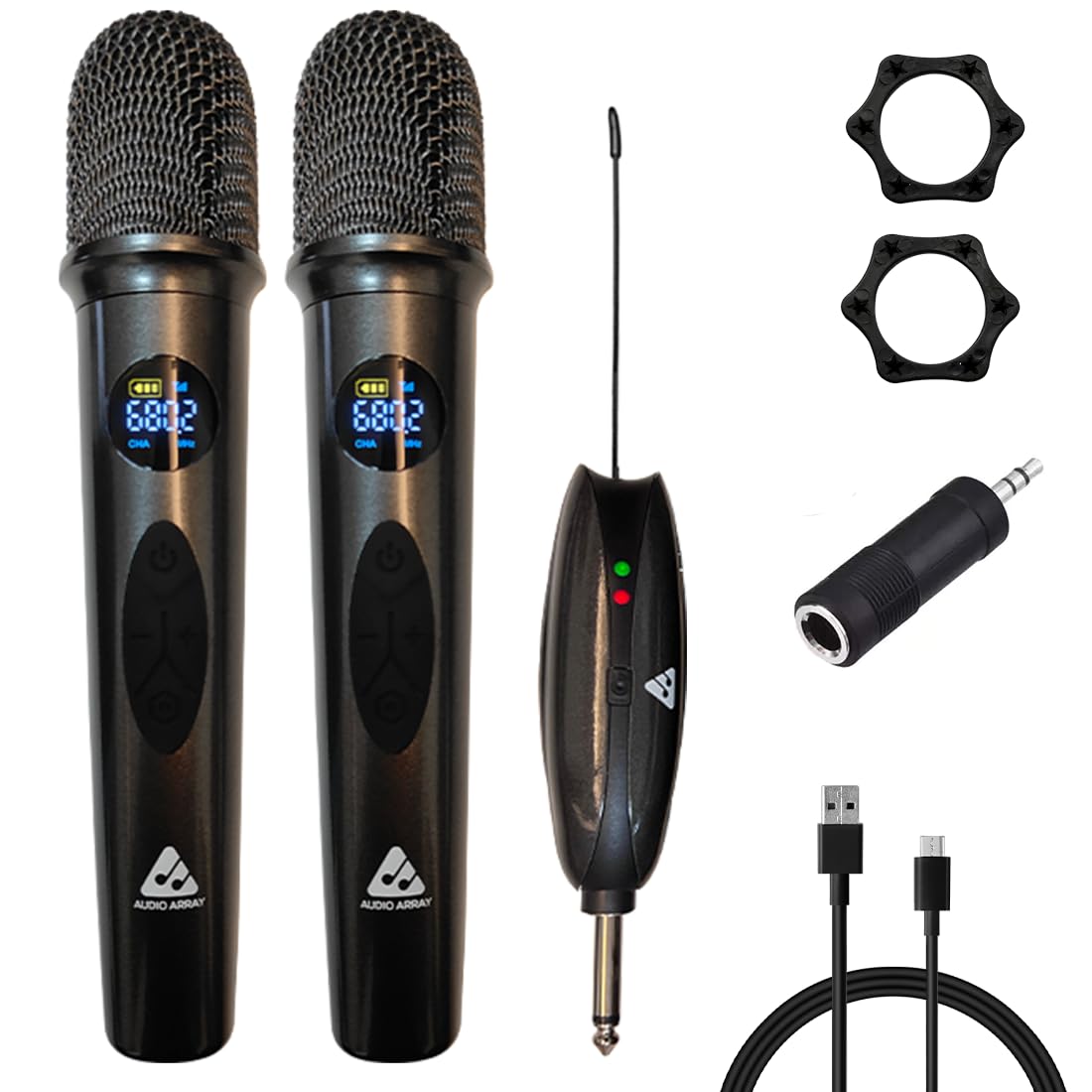 Audio Array AmW35 Uhf Dual Wireless Premium Karaoke Microphones | 800Mah 56 Hours Battery Backup | Range Up To 50M | Karaoke S
