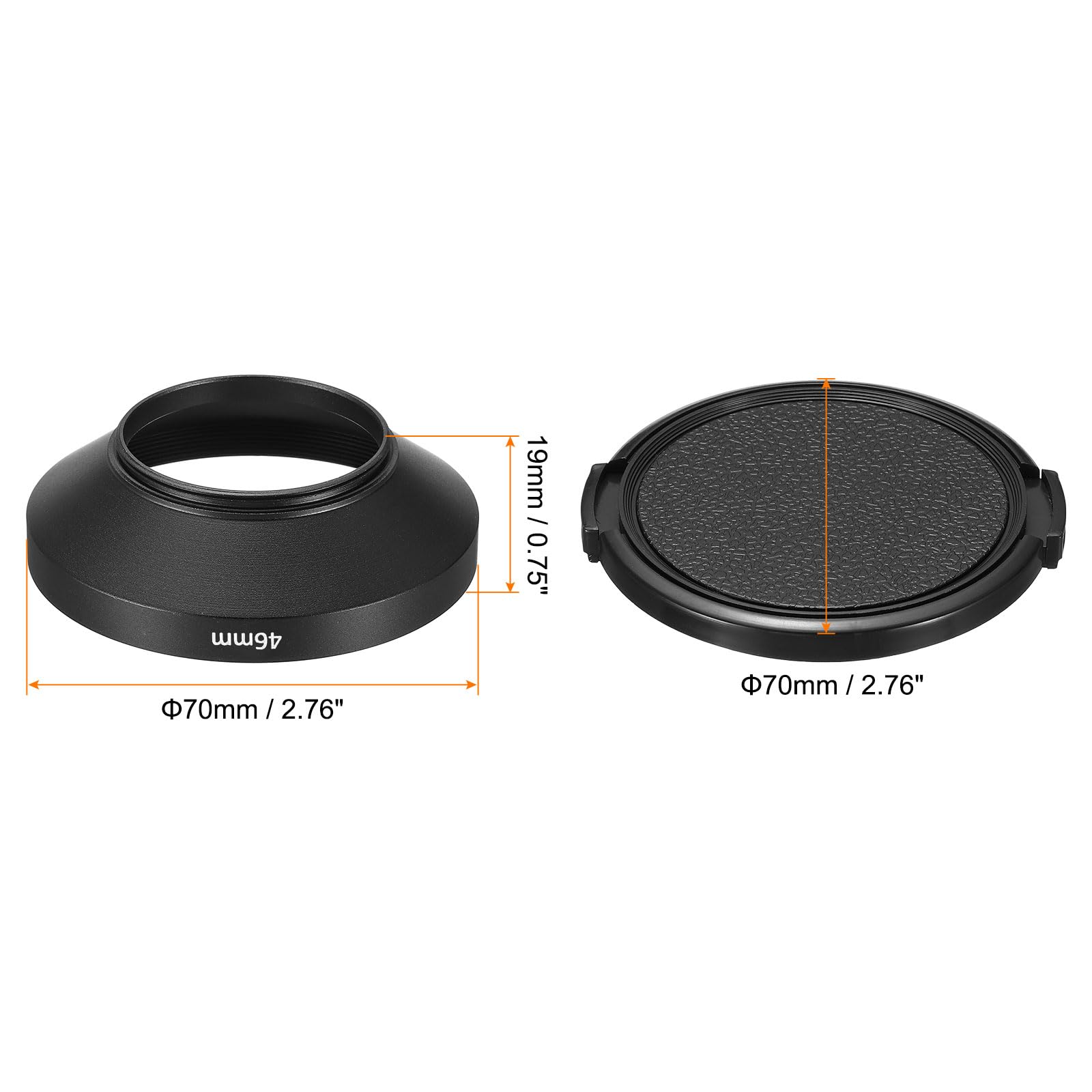 Patikil 46Mm Lens Hood, Wide Angle Matte Surface Anti Reflective Inside Hood With Cap And Cleaning Cloth For Camera Lens, Black