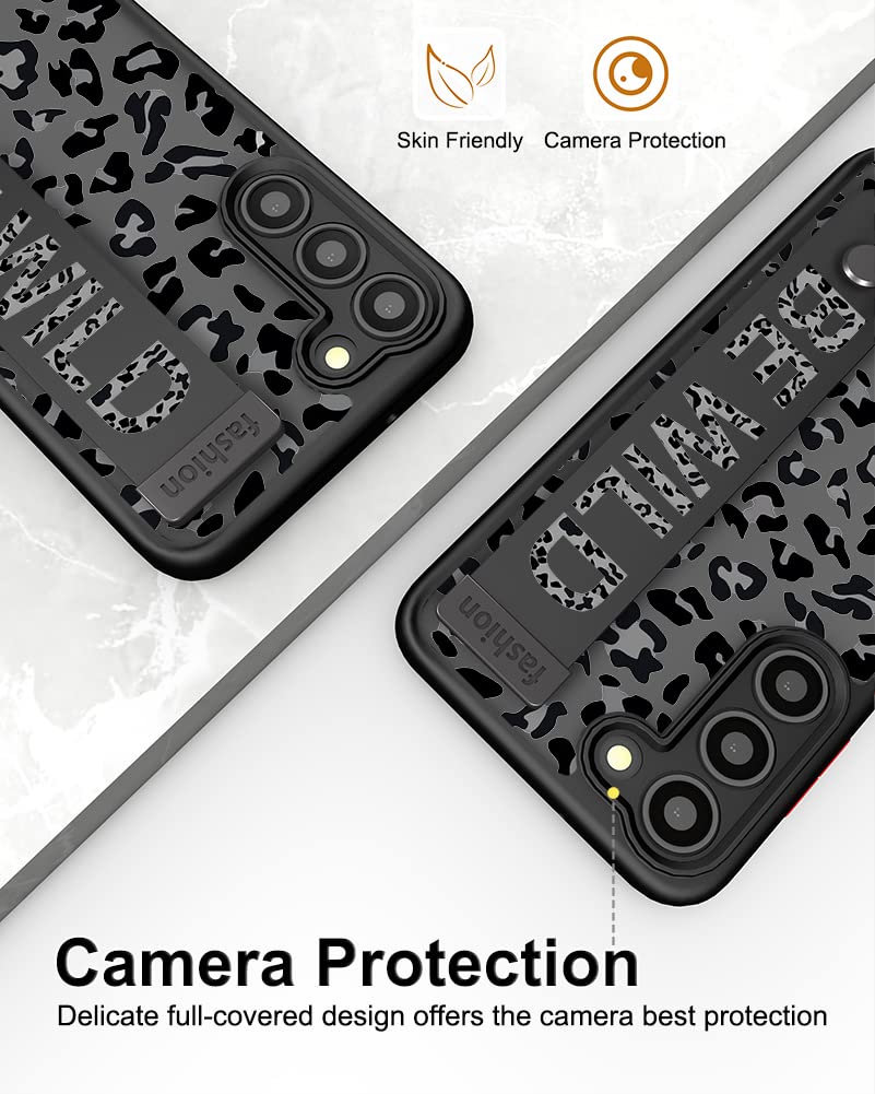 Cisland Galaxy S23 Phone Case Strap Stand Kickstand Rubber Leopard