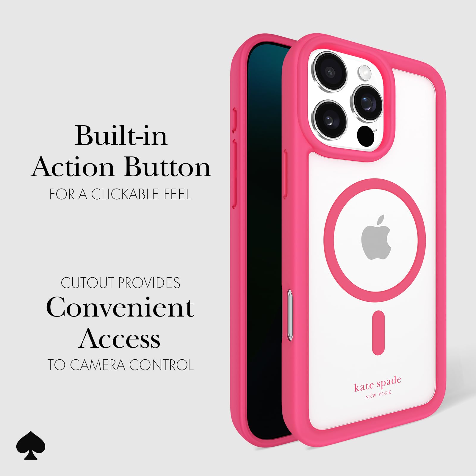 Kate Spade New York Iphone 16 Pro Max Case   Compatible With Magsafe   Designer Phone Case   Pom Pom Pink