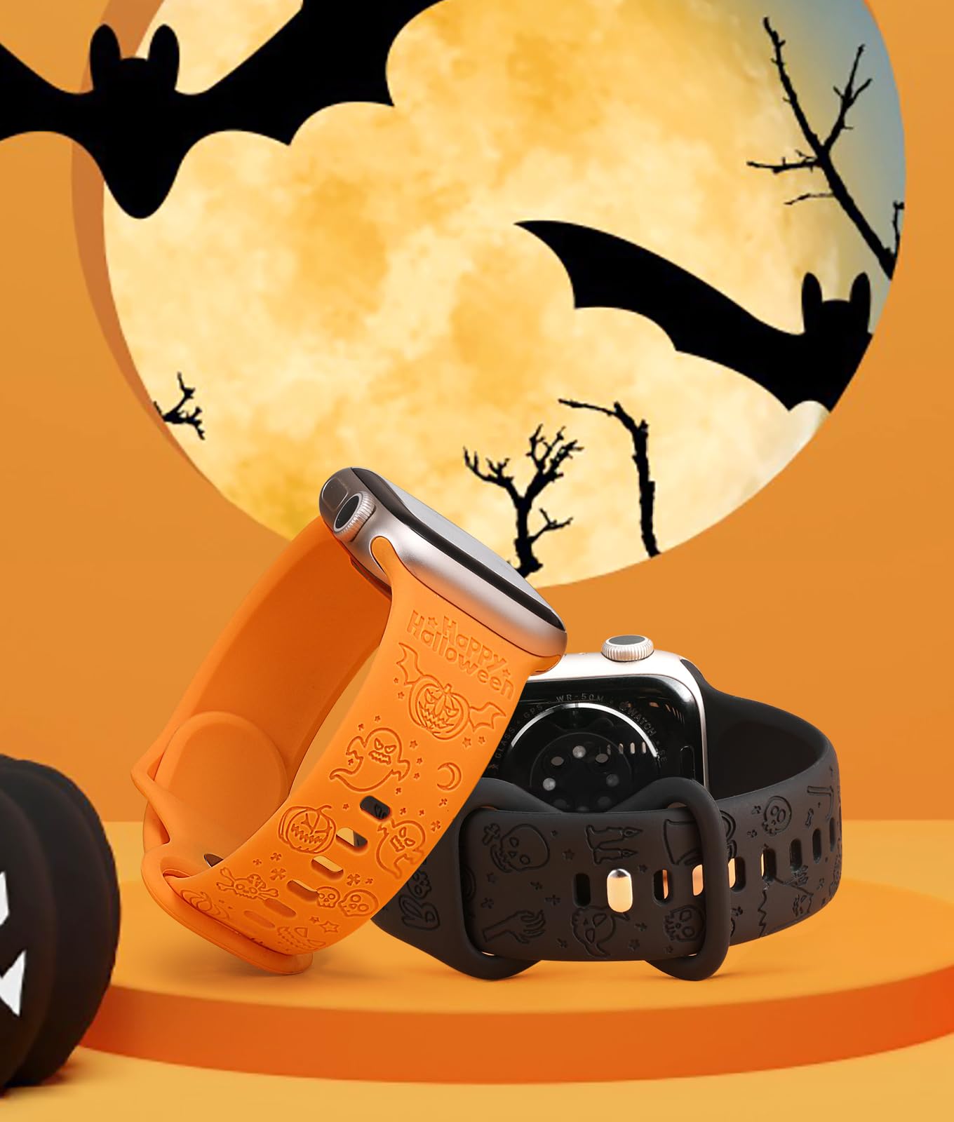 Odbeai Halloween For Apple Watch Band 40Mm 41Mm 38Mm 42Mm 44Mm 45Mm 49Mm For Women Girl, Cute Engrave Holiday Festival Soft Sili