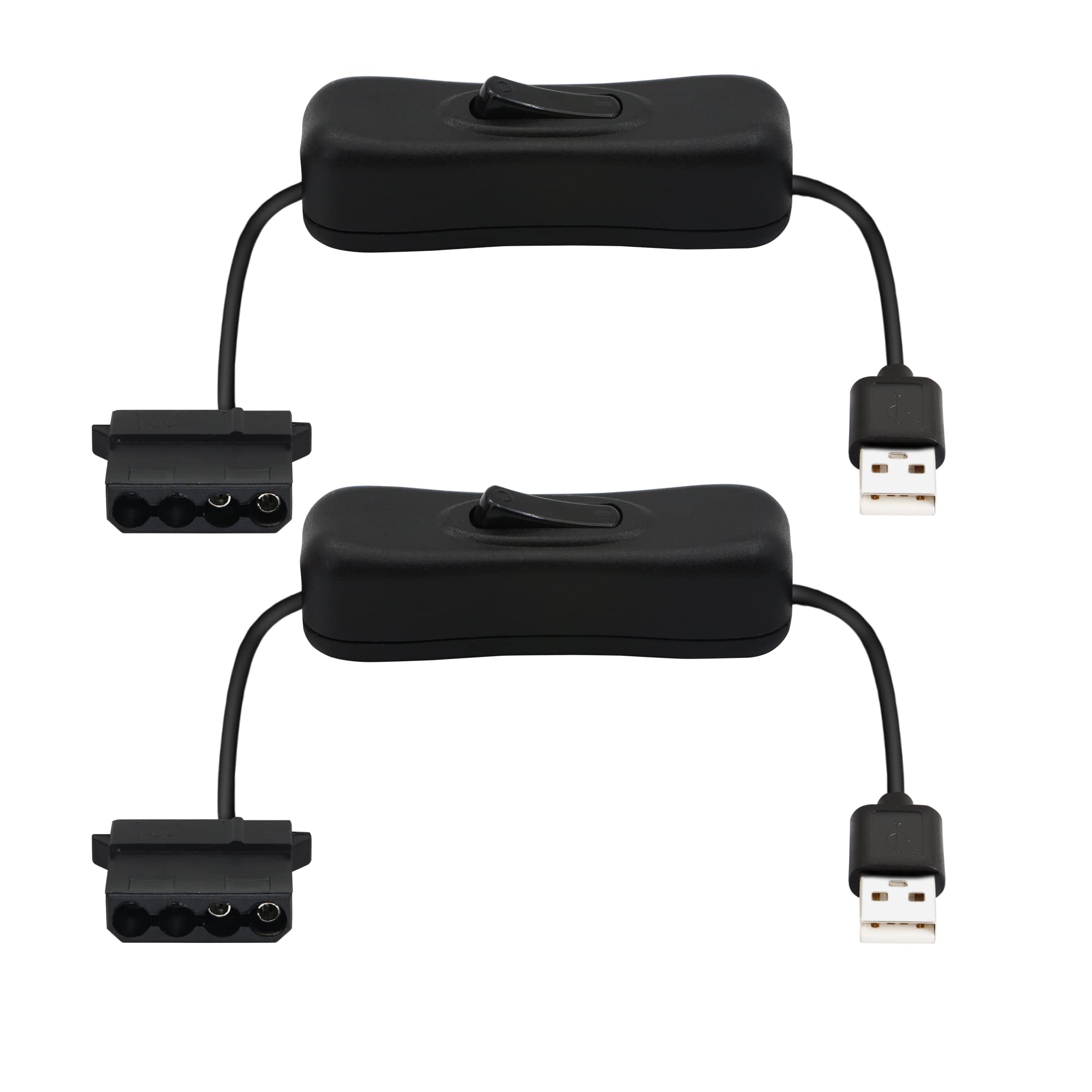 Pngknyocn 30Cm Usb To 4 Pin Molex Fan Power Cable Computer Case Adapter Cord With Switch (2 Pack