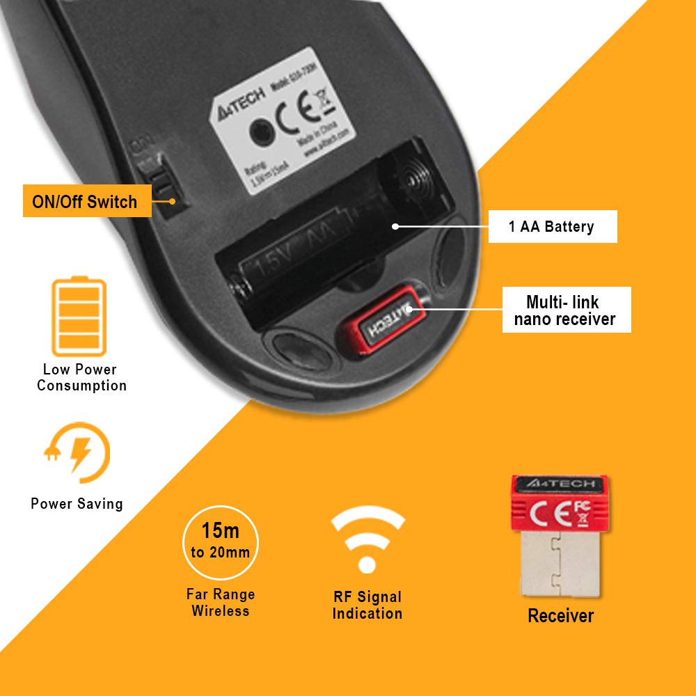 A4Tech Pinpoint Optic Wireless G10 Usb Multi Mode Series Mouse (G10-730H)