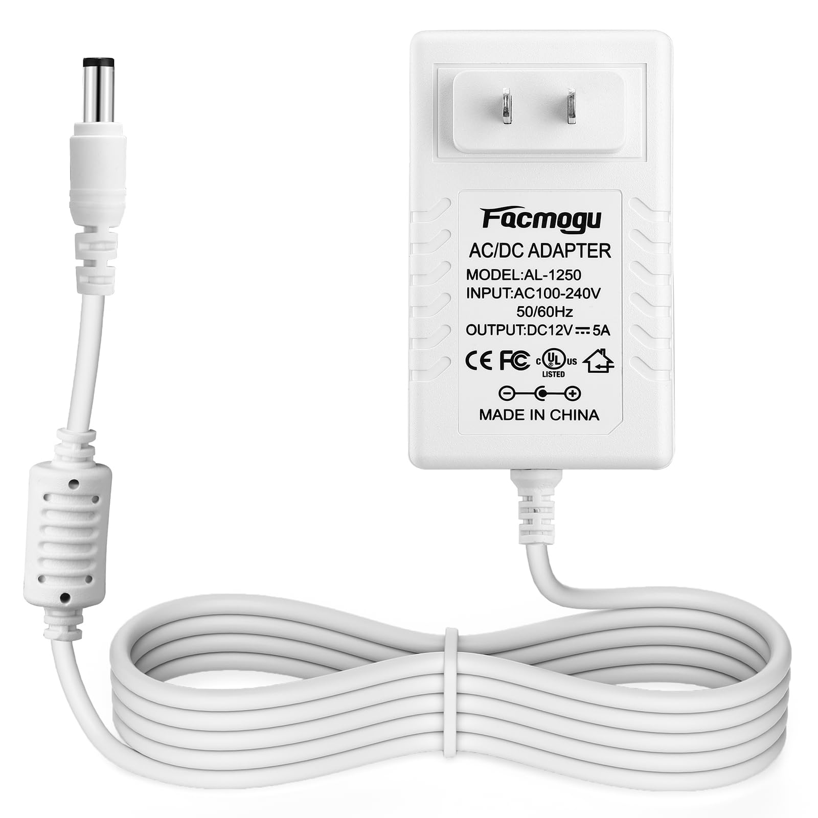 Facmogu 60W 12V 5A Power Adapter, Ac 100 240V To Dc 12V 5000Ma Wall Adapter, 12 Volt Power Supply Module 5 Amp, 60W Switching Tr