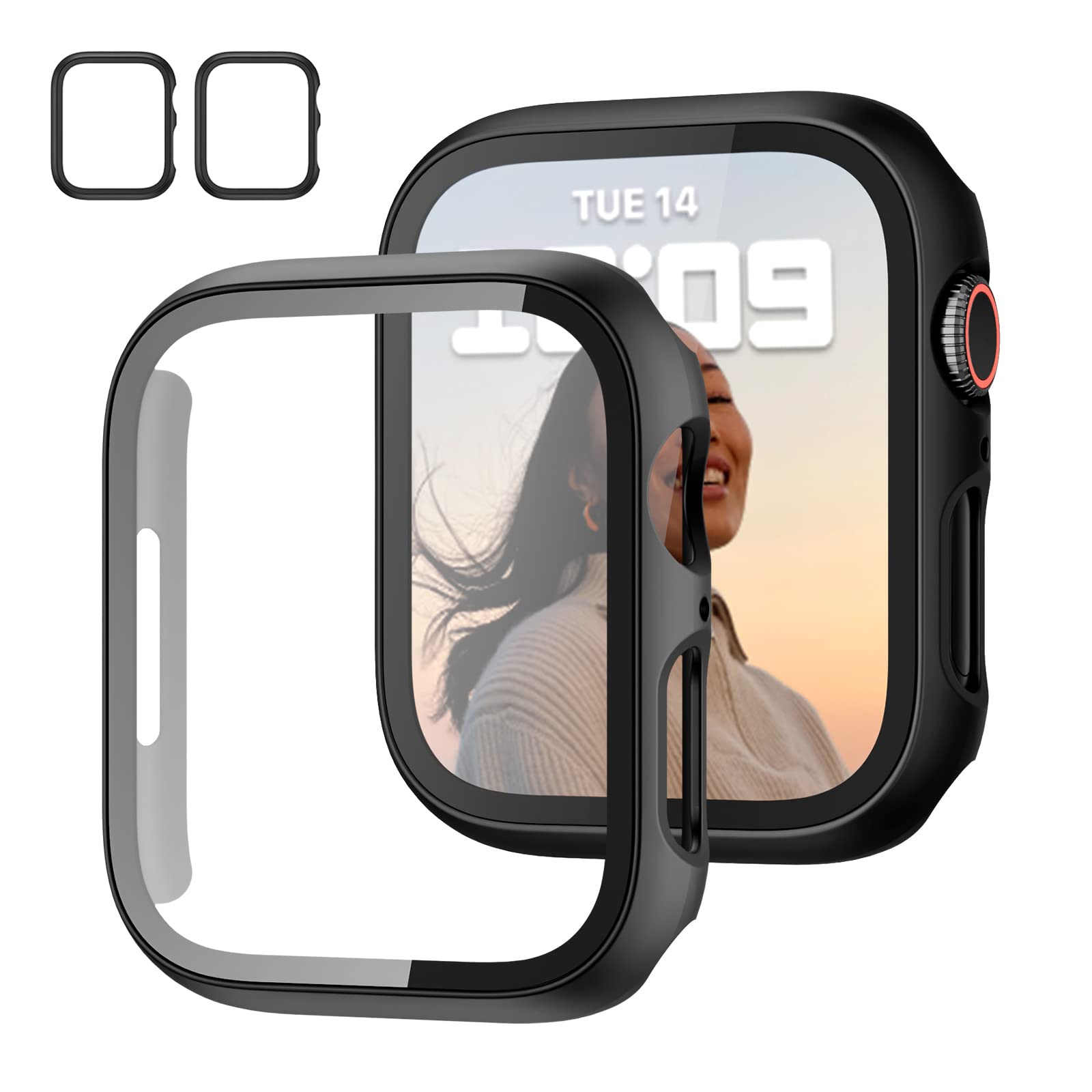 2 Pack Case With Tempered Glass Screen Protector For Apple Watch Series 9/8/7 41Mm,Jzk Slim Guard Bumper Full Hard Pc Protective
