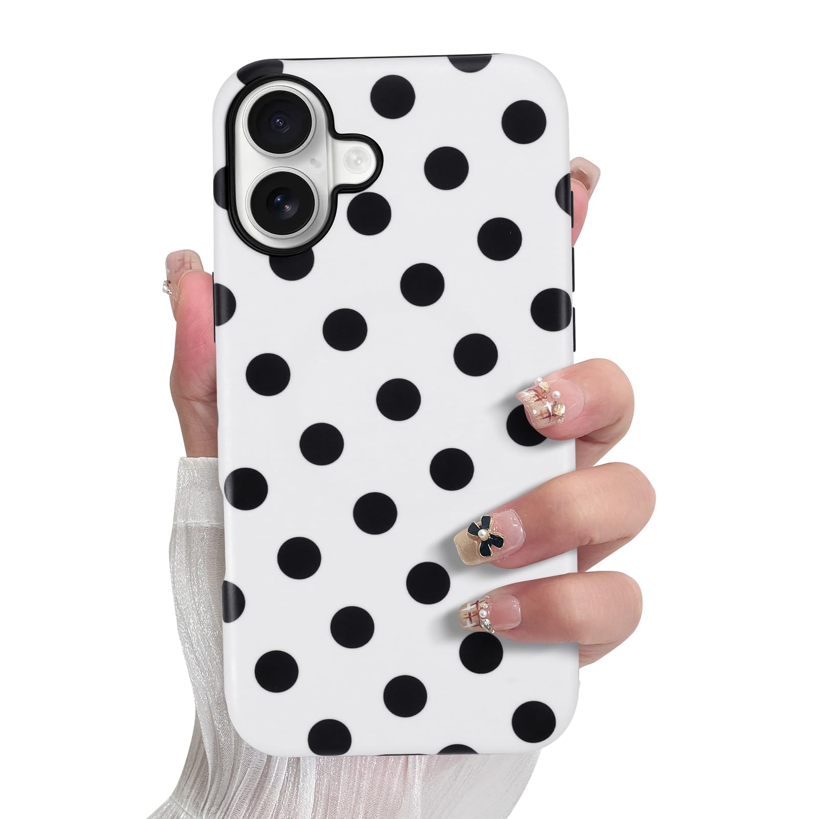 SOKAD Magnetic Polka Dots Phone Case for iPhone 16, Cute Pattern Compatible with Magsafe Matte Protective Case Cover with Screen