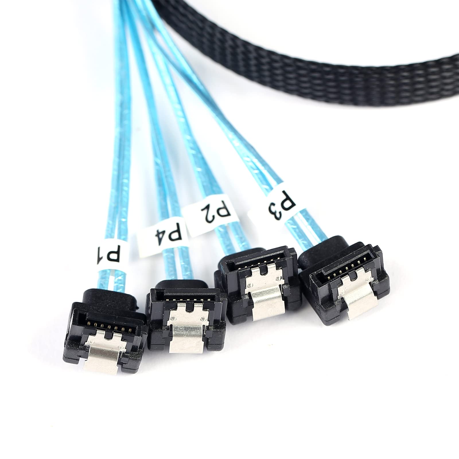 Adcaudx Mini Sas To Sata Cable: 0.5M Sff 8087 To Sata Mini Sas Breakout Cable Sff8087 To Sata 90 Degree Mini Sas To 4X Sata Sas