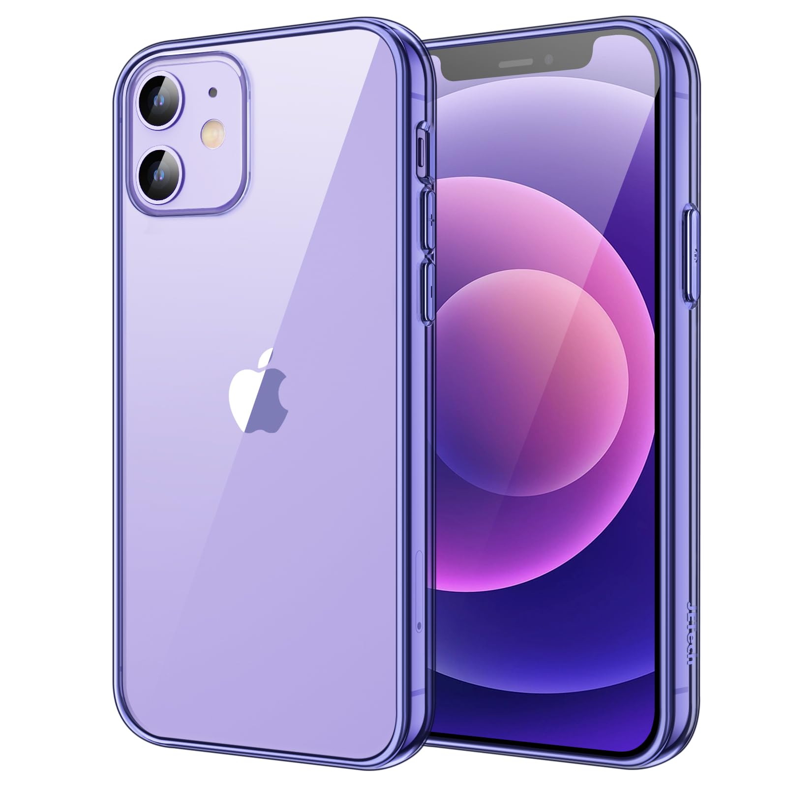 Jetech Case For Iphone 12 Mini 5.4 Inch, Non Yellowing Shockproof Phone Bumper Cover, Anti Scratch Clear Back (Purple)