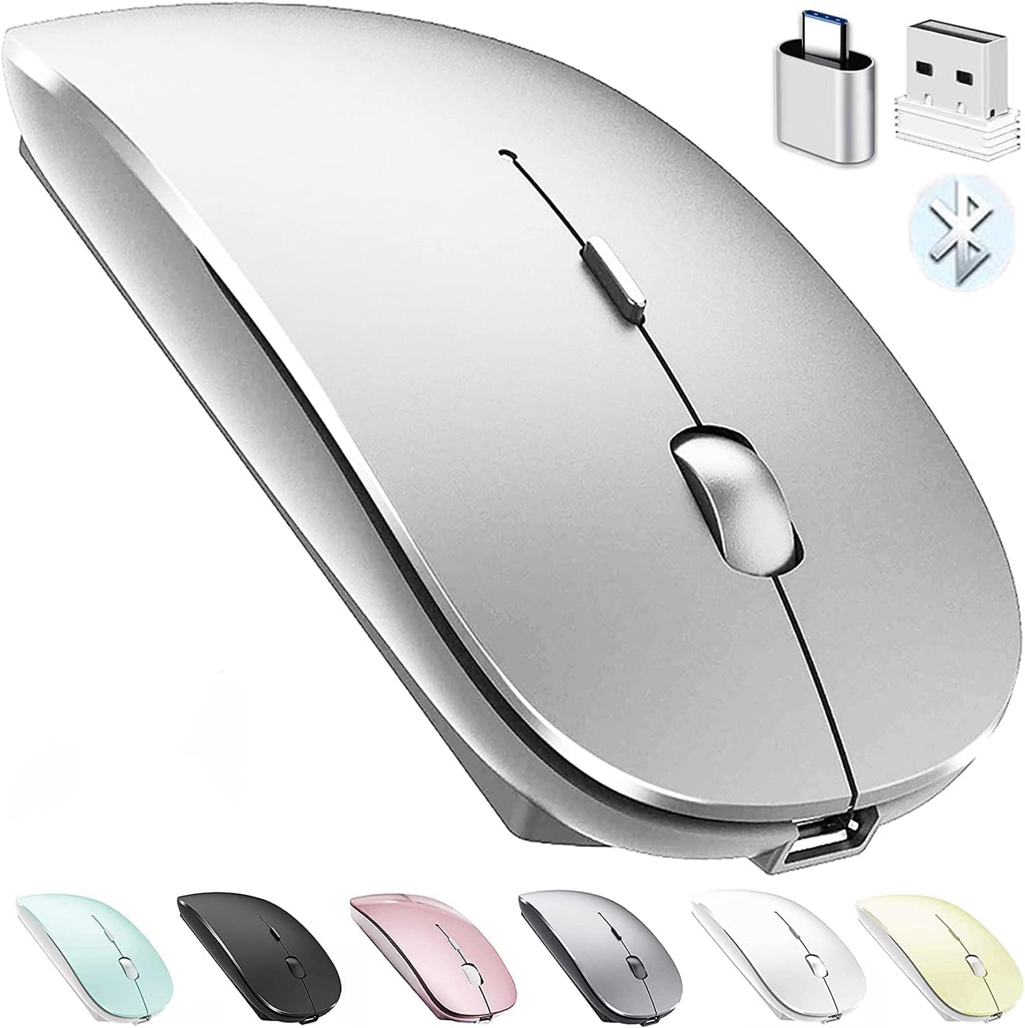 Peibo Rechargeable Bluetooth Mouse For Laptop Ipad Pro Air Macbook Wireless Mac Chromebook Win8/11 Desktop Computer