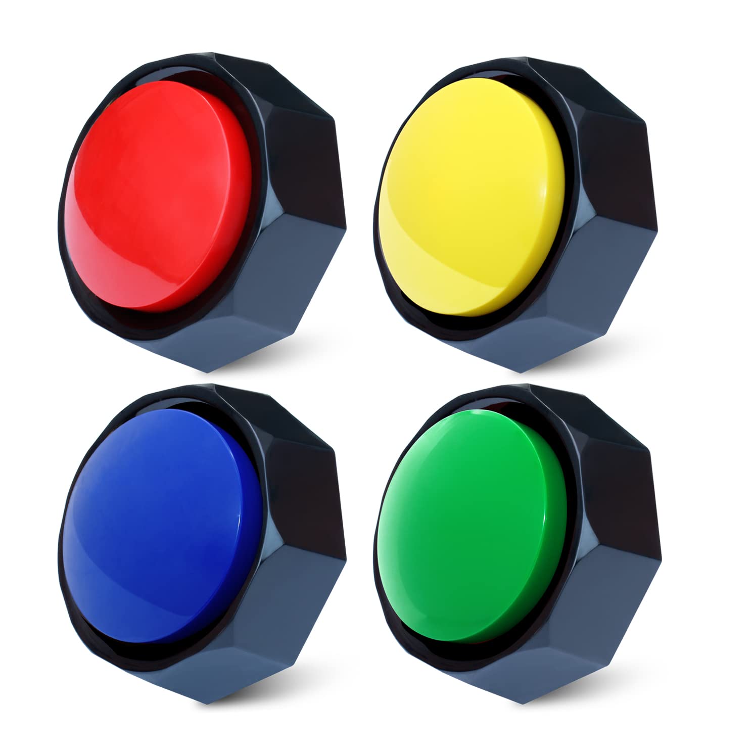 Anliky Recordable Buttons, Dog Buttons For Communication, 30 Seconds Recording Upgrade, Pack Of 4 Colored Buzzers, Easy To Use,M