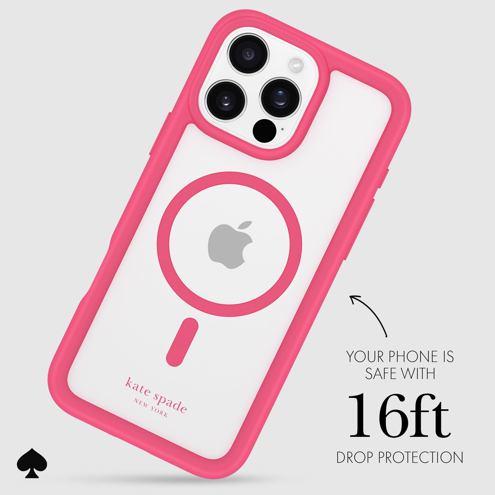 Kate Spade New York Iphone 16 Pro Case   Compatible With Magsafe   Designer Phone Case   Pom Pom Pink