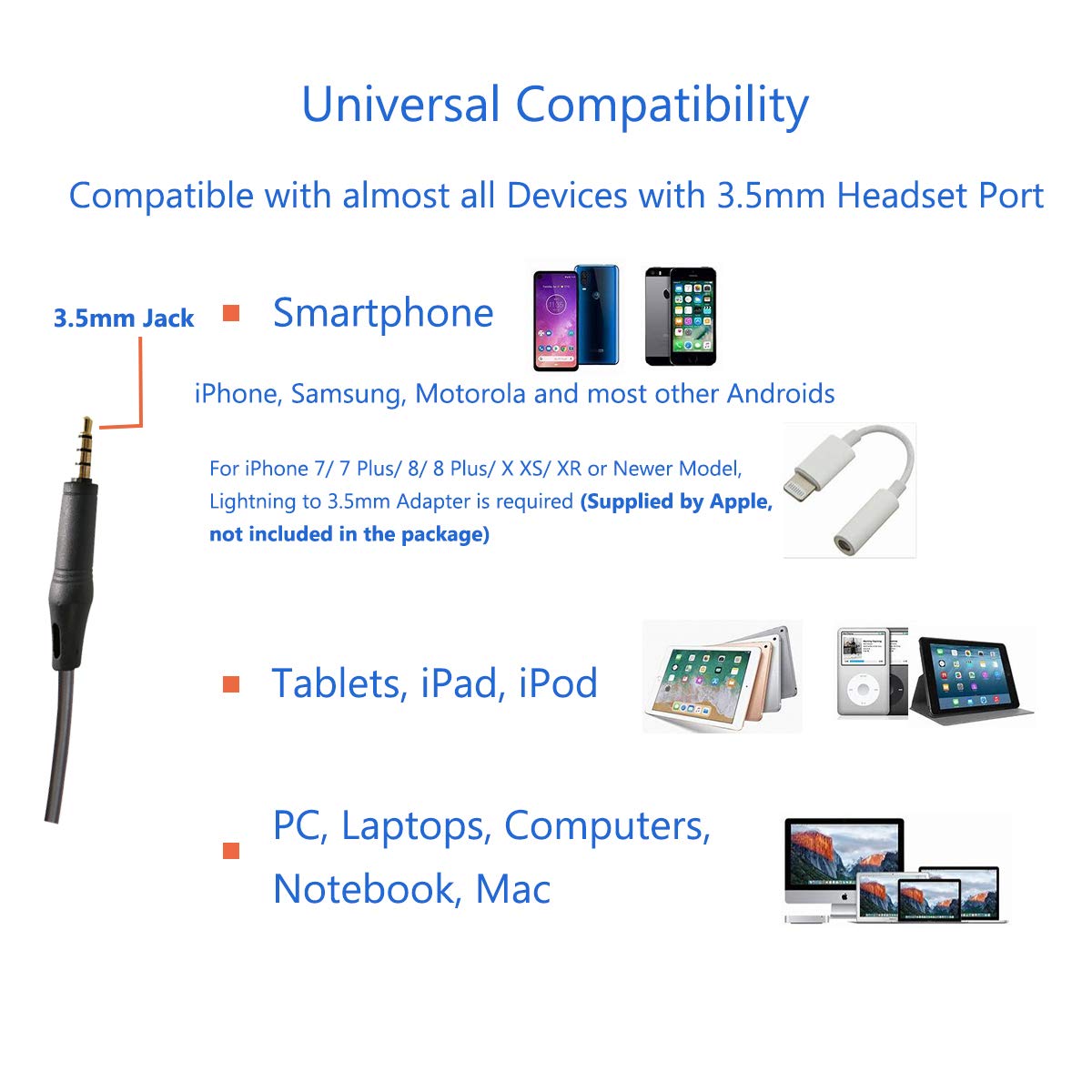 Mairdi Cell Phone Headset With Microphone Noise Canceling, Laptop Headset 3.5Mm Jack For Office Work, Phone Headset For Iphone C