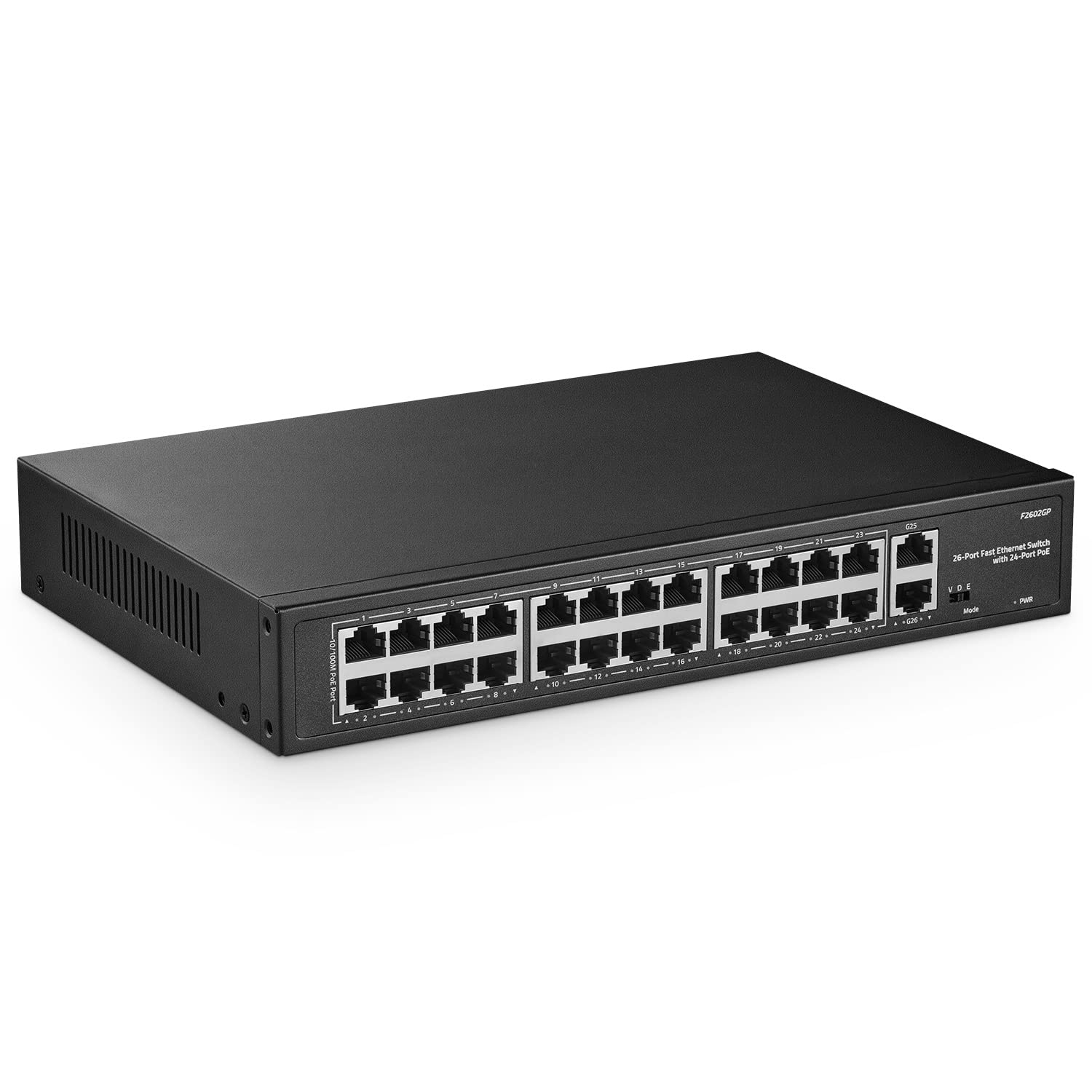 Yulinca 24 Port Poe Switch With 2 Gigabit Uplink, 100Mbps Poe+ Ports, 1000Mbps Uplink, Ieee802.3Af/At, Max 300W, Vlan & Poe Exte