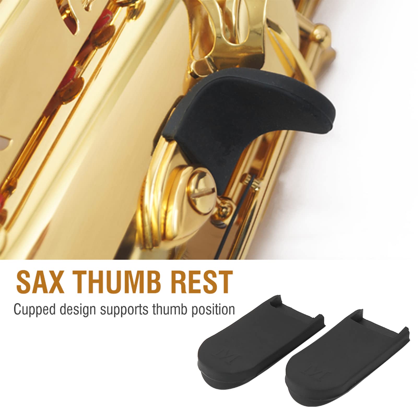 Haosie 2Pcs Saxophone Thumb Rest, Comfortable Saxophone Thumb Finger Rest Pad, Rubber Sax Gel Cushion Pad, For Tenor Saxophone,