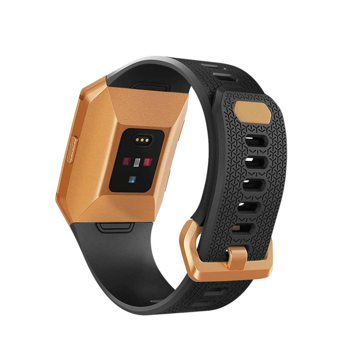 Aiunit Compatible Ionic Bands For Men Women Black Small With Burnt Orange Buckle, Replacement Strap Sport Accessory Wristband Fo