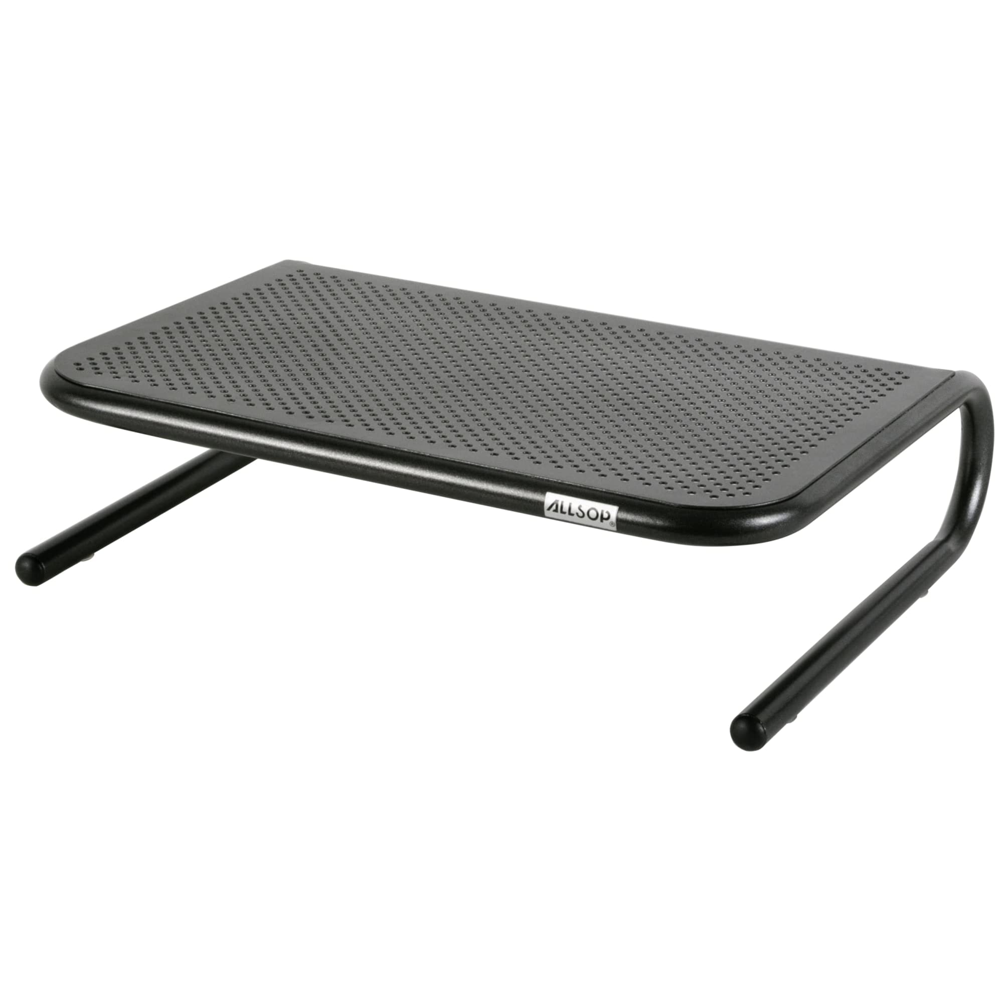 Allsop Metal Art Jr. Monitor Stand, 14-Inch Wide Platform Holds 40 Lbs With Keyboard Storage Space - Pearl Black (30165)
