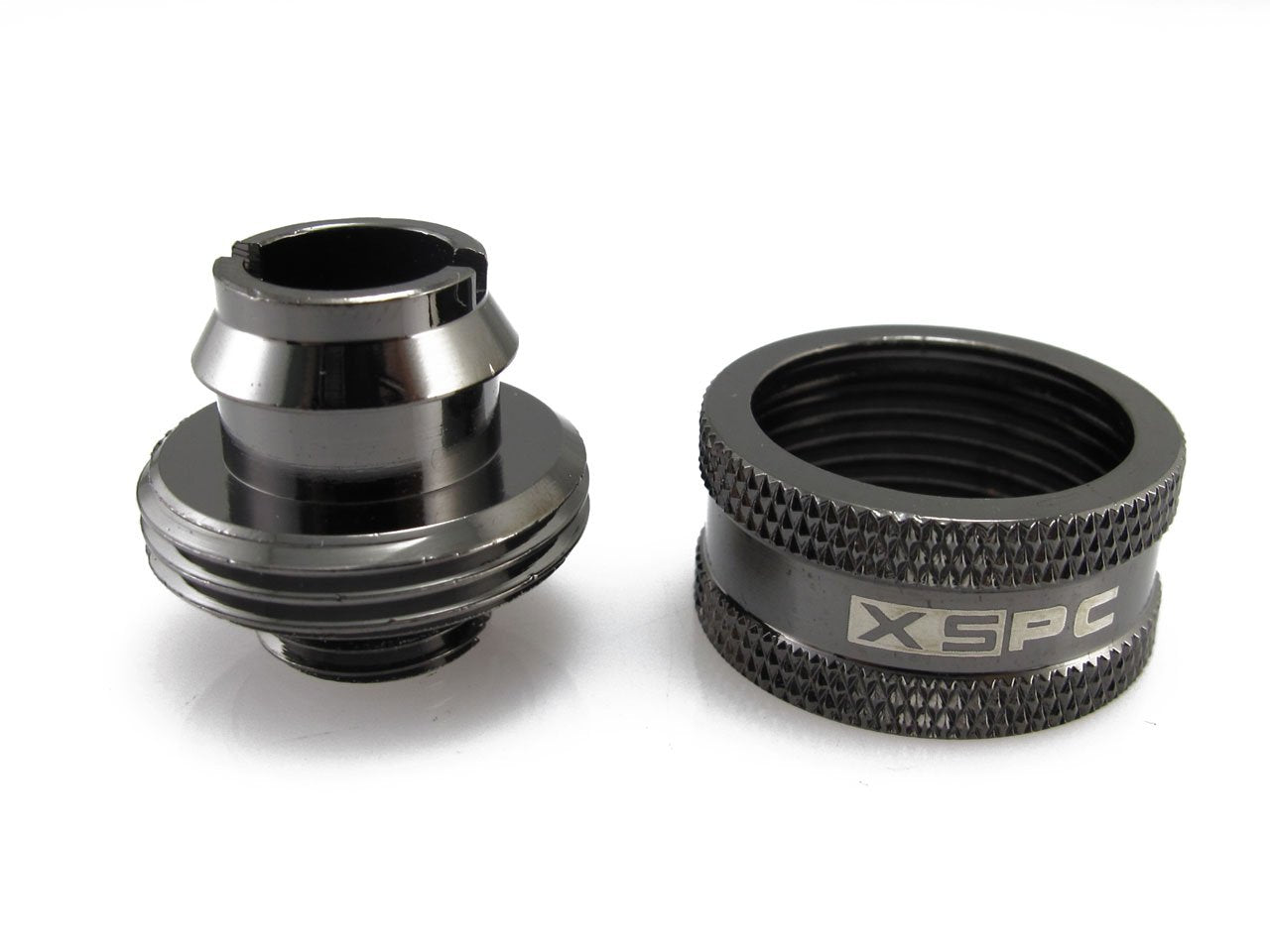 Xspc G1/4'' To 1/2'' Id, 3/4'' Od Compression Fitting V2 For Soft Tubing, Black Chrome
