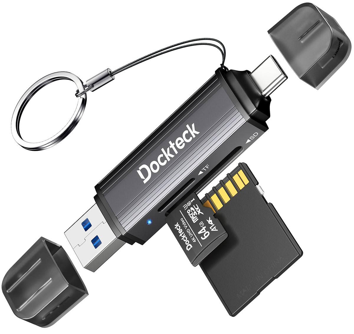 Sd Card Reader, Dockteck Usb 3.0 Card Reader To Micro Sd Card Adapter To Sd Tf Memory Stick, Dual Slot Otg Reader For Uhs I Sd/M
