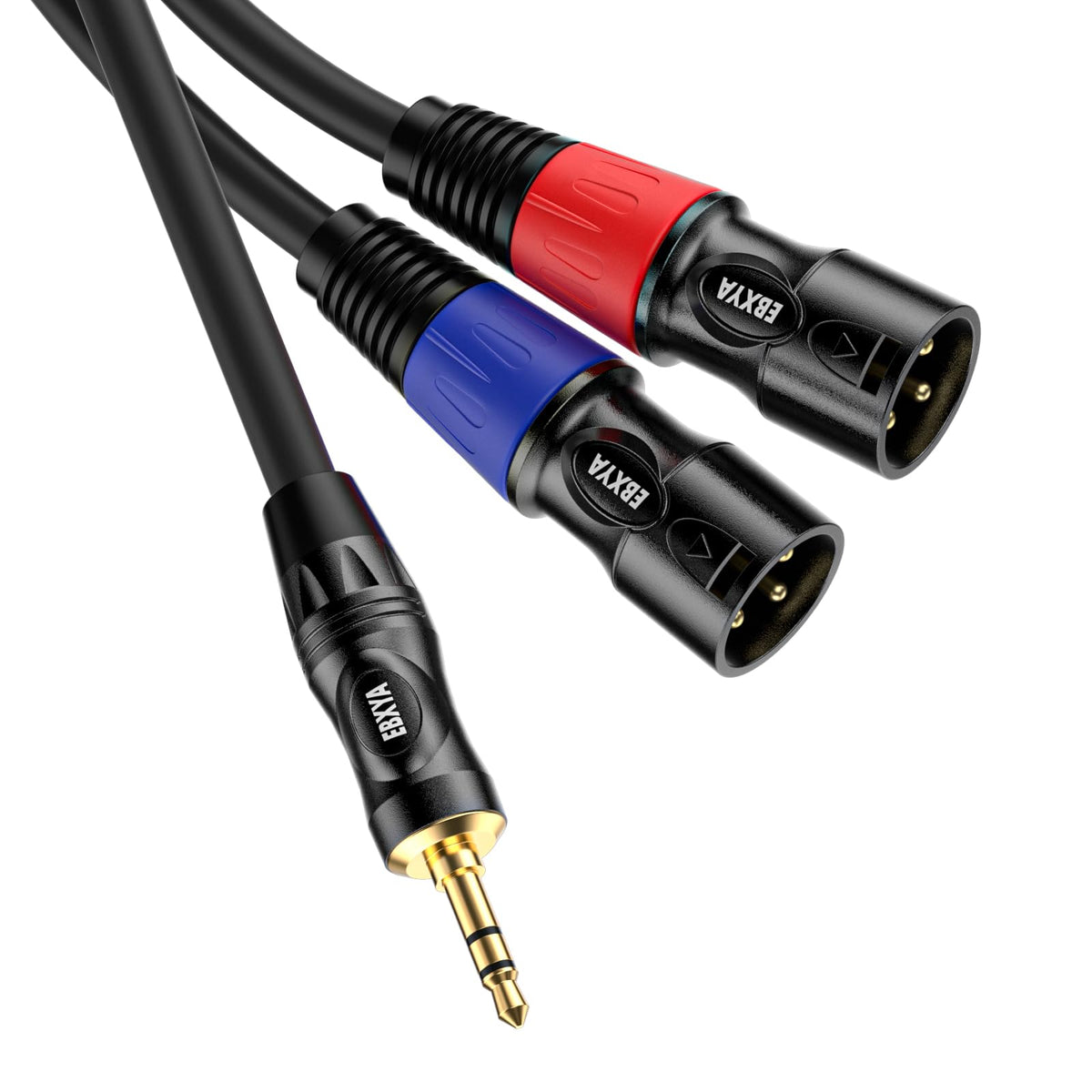 Ebxya Xlr To 3.5Mm Cable 3Ft, 1/8 Trs To Xlr Male Y Splitter Stereo Cable, 3.5Mm Trs To Dual Xlr Gold Plated, 24Awg, 3.5Mm Stere