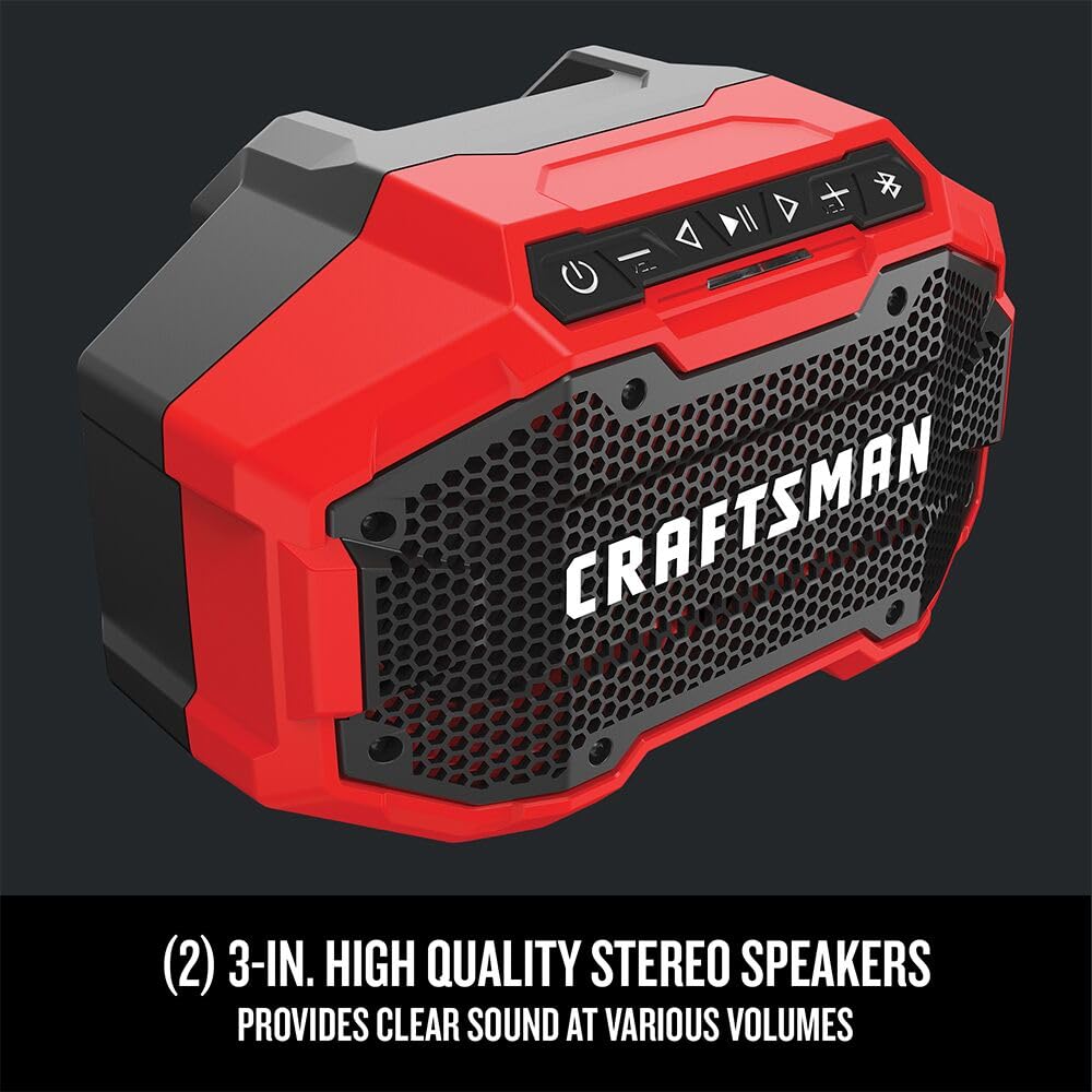 Craftsman V20 Wireless Portable Bluetooth Speaker, Tool Only (Cmcr001B), Red