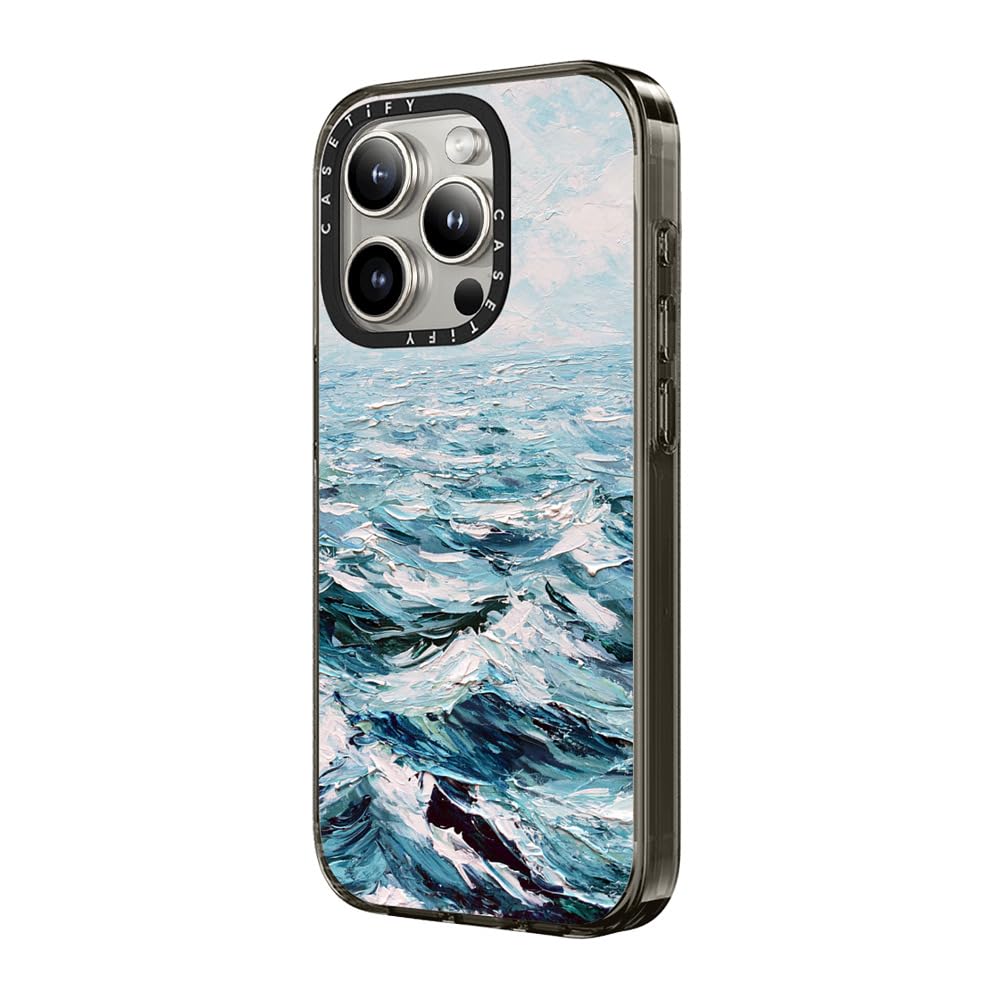 Casetify Compact Case For Iphone 15 Pro Max [2X Military Grade Drop Tested / 4Ft Drop Protection]   Deep Blue Sea   Clear Black