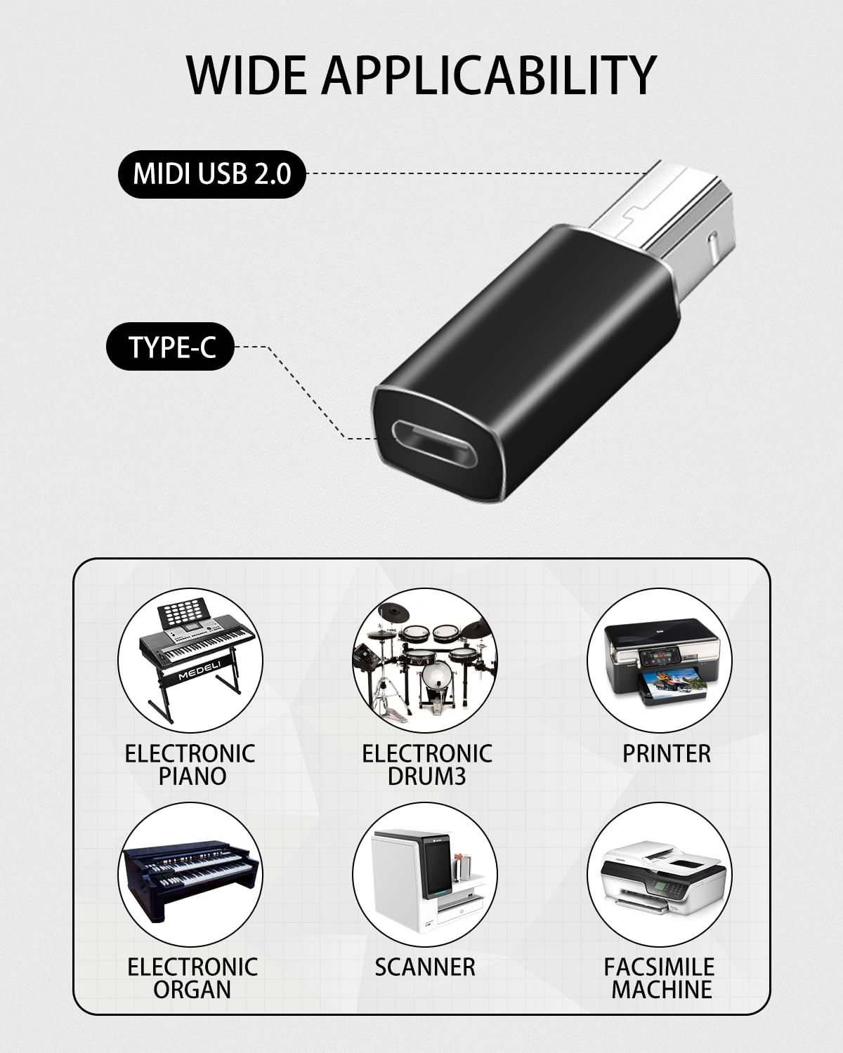 Usb C Adapter 8 Pack Usb B To Usb C, Type C Female To Usb Printer Male Adapter, Type C To Midi Convert Connector Support Data Sy