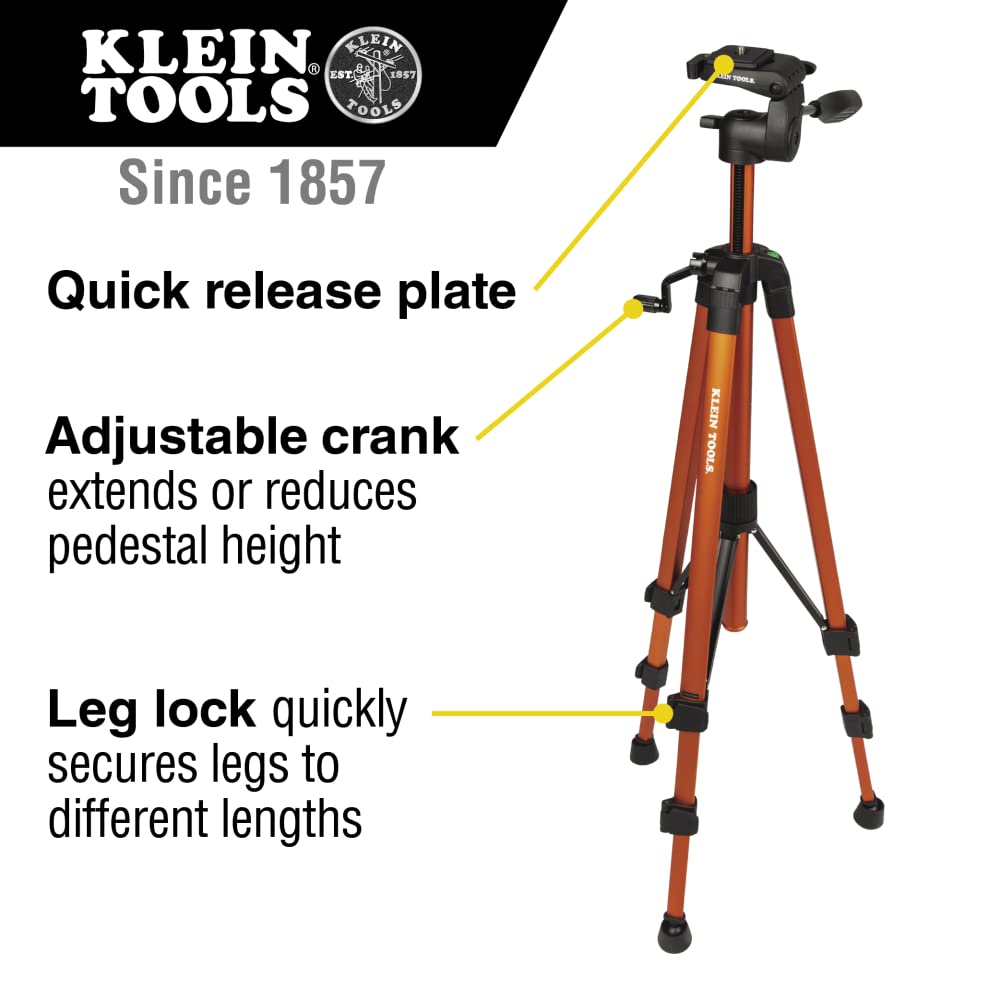 Klein Tools 69345 Tripod, Flexible Tripod With Mount, Lightweight Aluminum, Compatible With Klein Tools Laser Levels And Other P