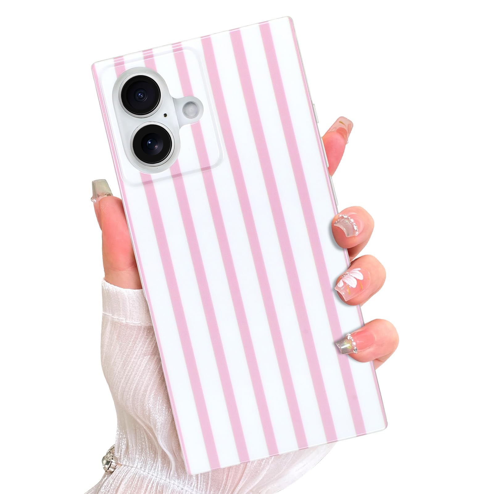 AIGOMARA Magnetic Rectangle for iPhone 16 Case, Compatible with Magsafe, Cute Vertical Stripes Design for Women Girls, Stylish G