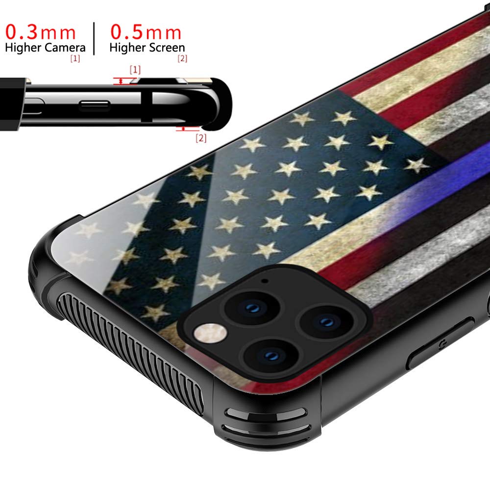 ZHEGAILIAN iPhone 12 Pro Max Phone Case Thin Blue Line American Flag TPU Drop Protection 6.7-inch