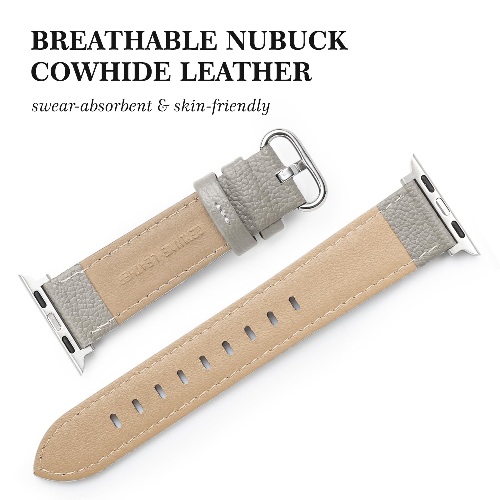 Swees Leather Band Compatible For Iwatch 38Mm 40Mm, Genuine Leather Replacement Strap Rose Gold Buckle Compatible Iwatch Series