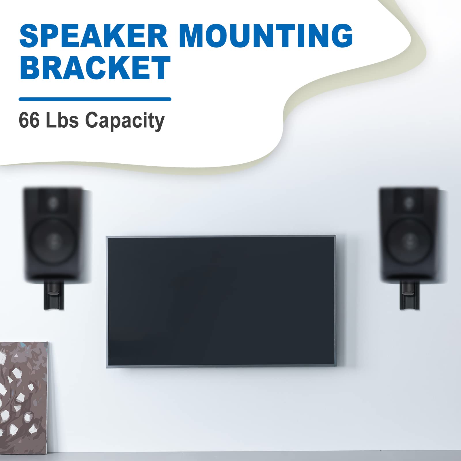 Yaeccc Pair Of Speaker Wall Mounts, Universal Bookshelf Speaker Mounting Bracket,66 Lbs Capacity, Black