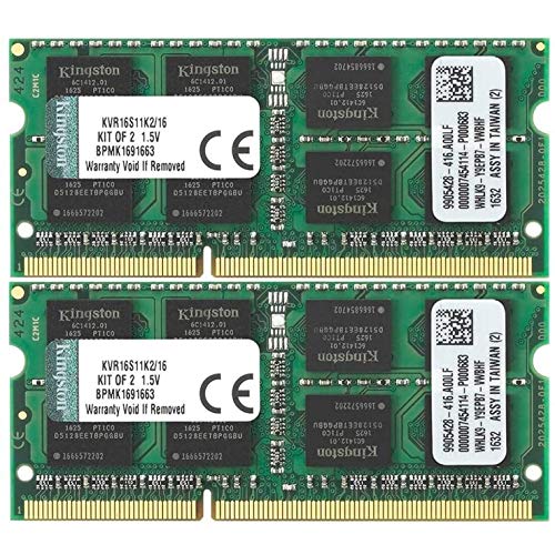 Valueram 16Gb Kit (2X8Gb) 1600Mhz Ddr3 Pc3-12800 Non-Ecc Cl11 Sodimm Notebook Memory Kvr16S11K2/16