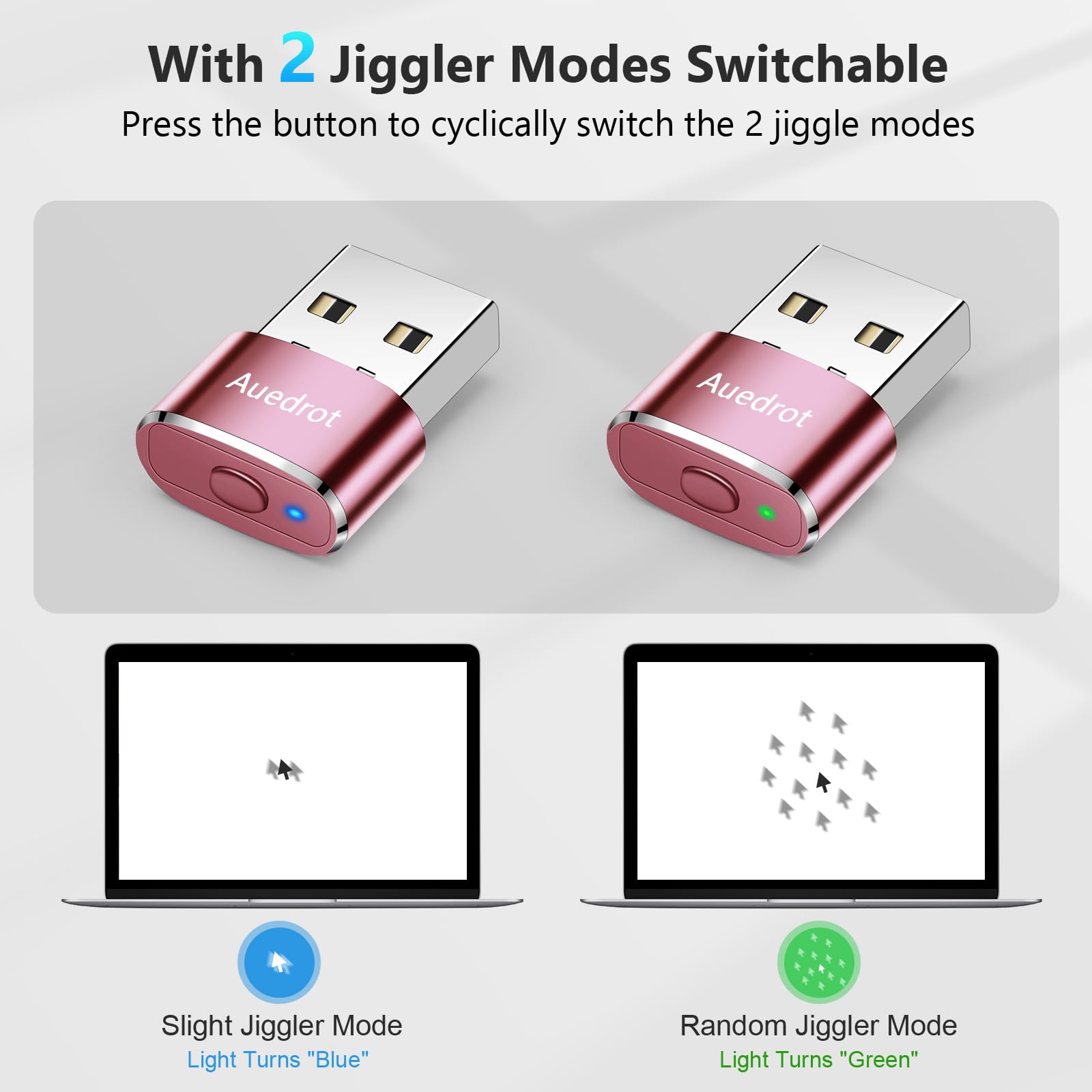 Auedrot Mouse Jiggler Undetectable Jiggers Usb Mover With Switch Button,Automatic Wiggler 2 Jiggle Modes,Mouse Device,Plug & Pla