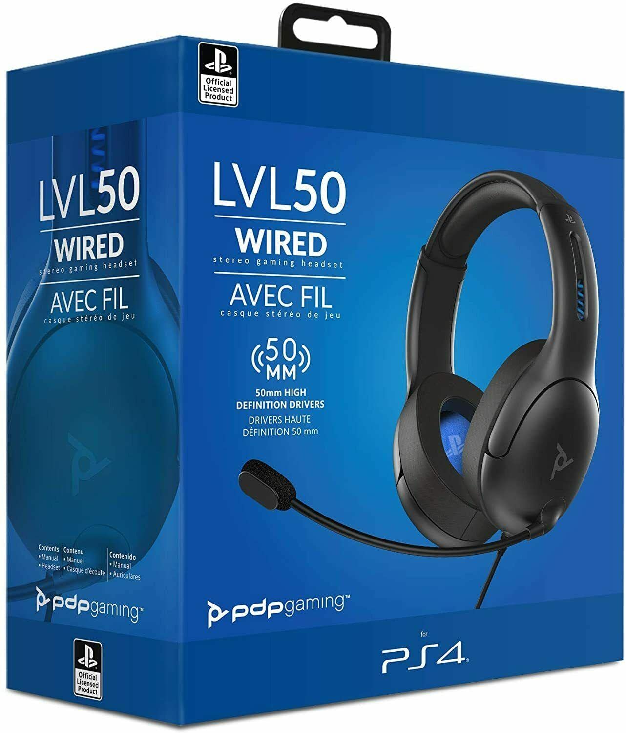 Pdp Lvl50 Wired Headset With Noise Cancelling Microphone: Black   Ps5/Ps4